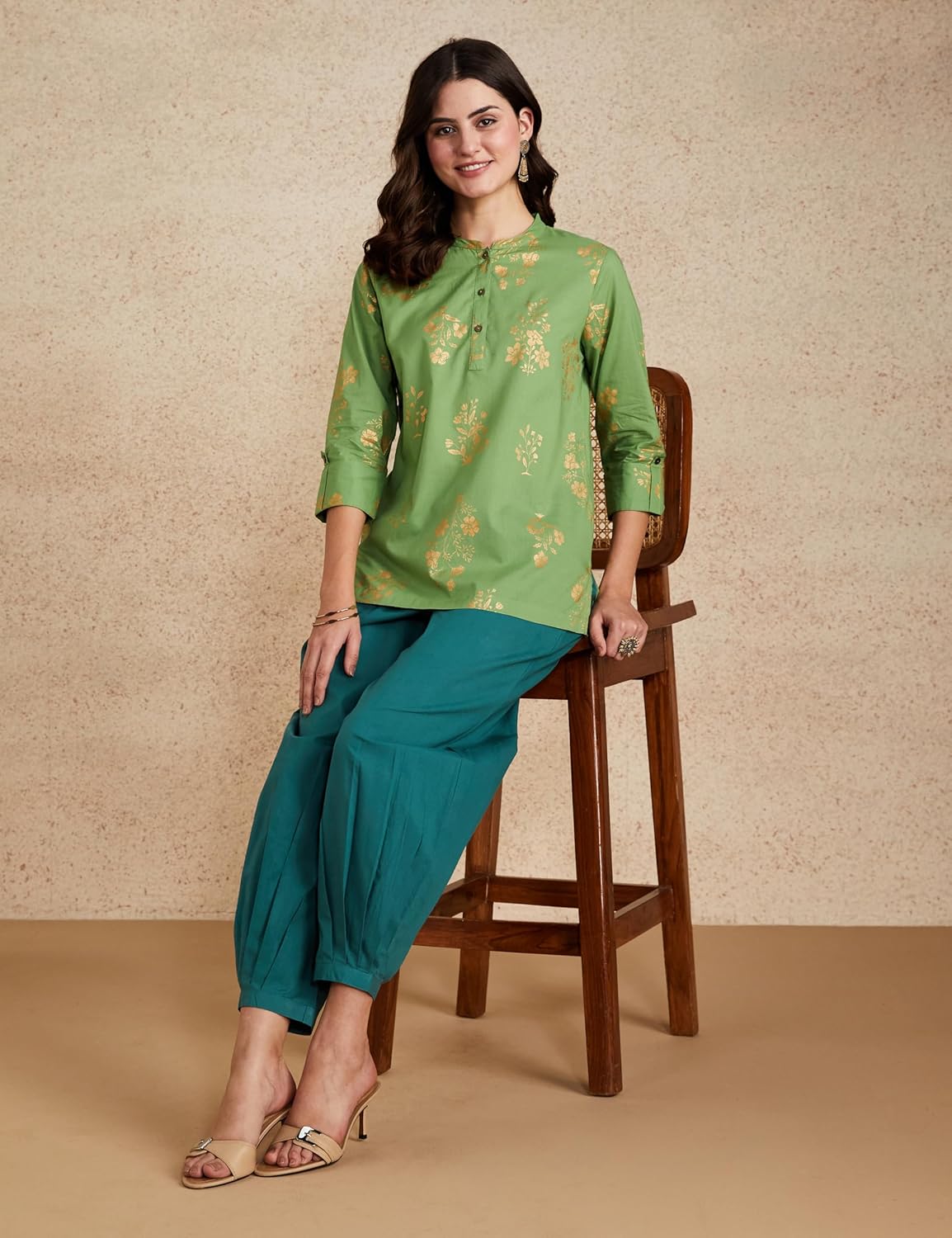 Myx Women's Printed Regular Cotton Short Kurti