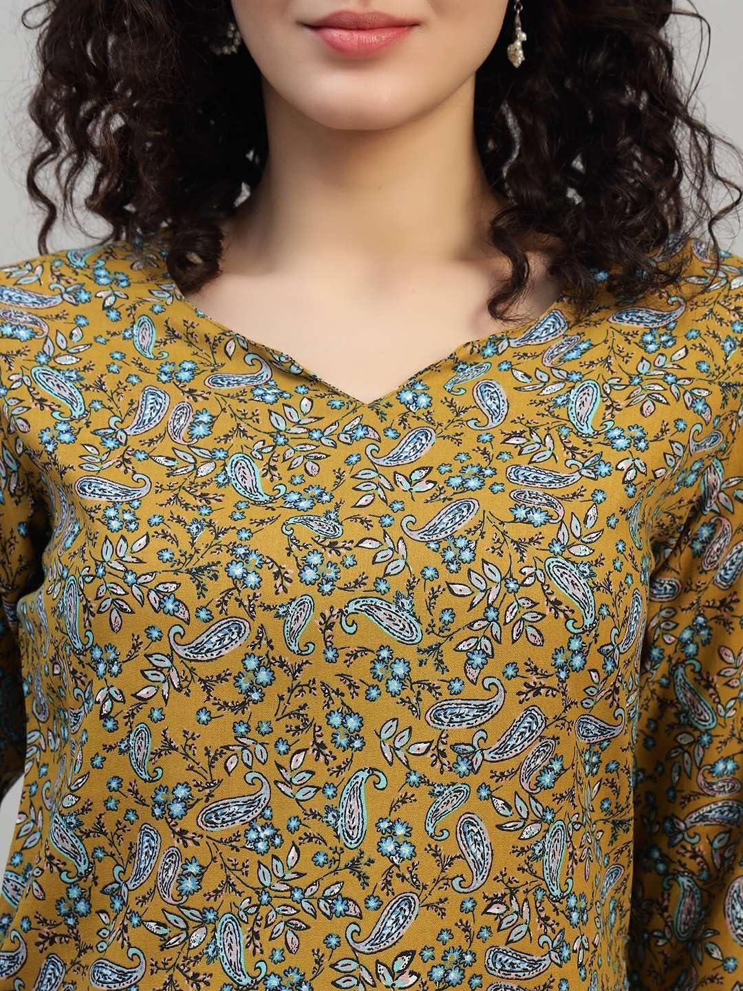 VEERSTOW Women's Cotton Short Kurti 3/4 Sleeve