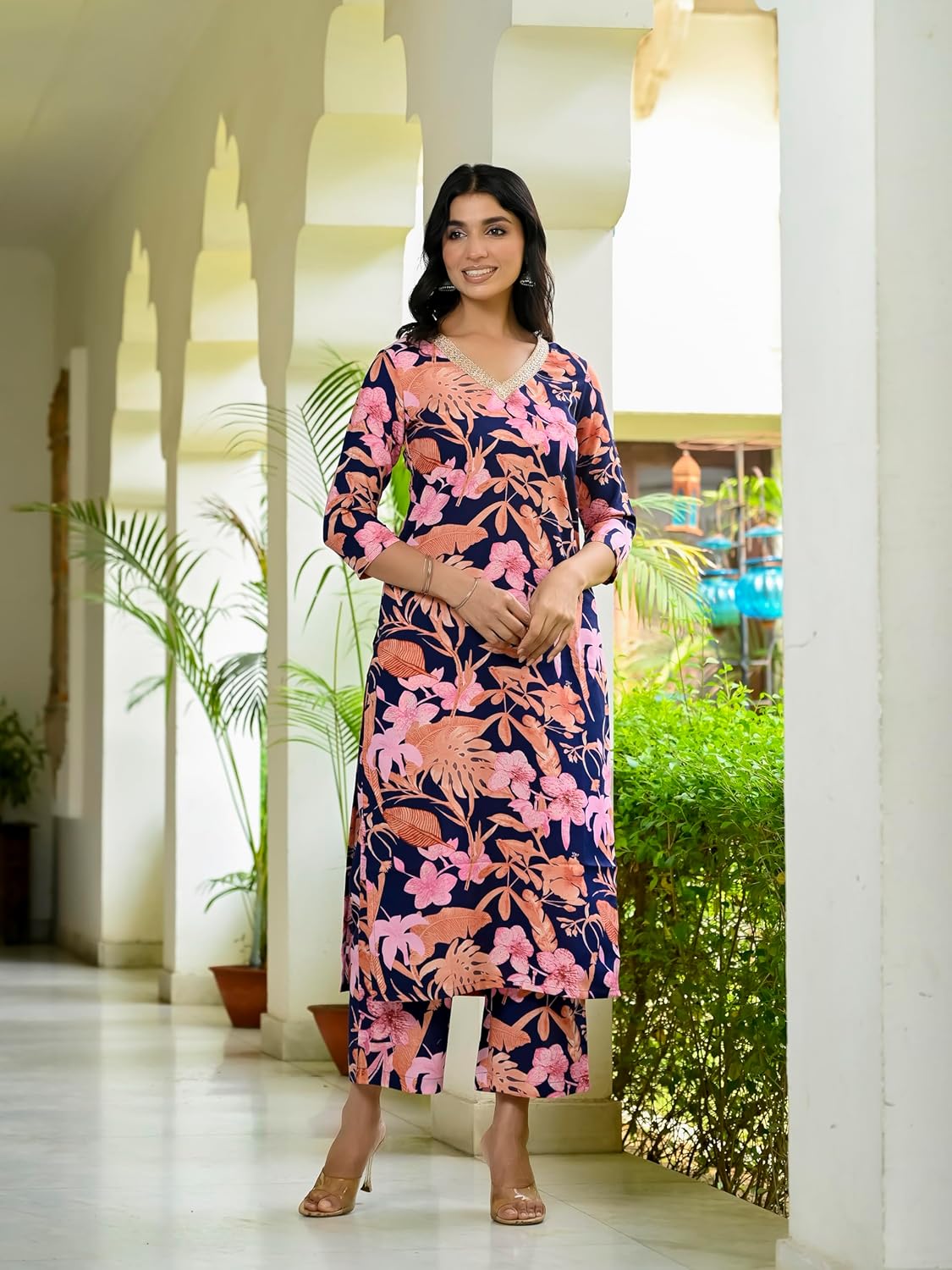 ANNI DESIGNER Women's Rayon Blend Kurta with Palazzo