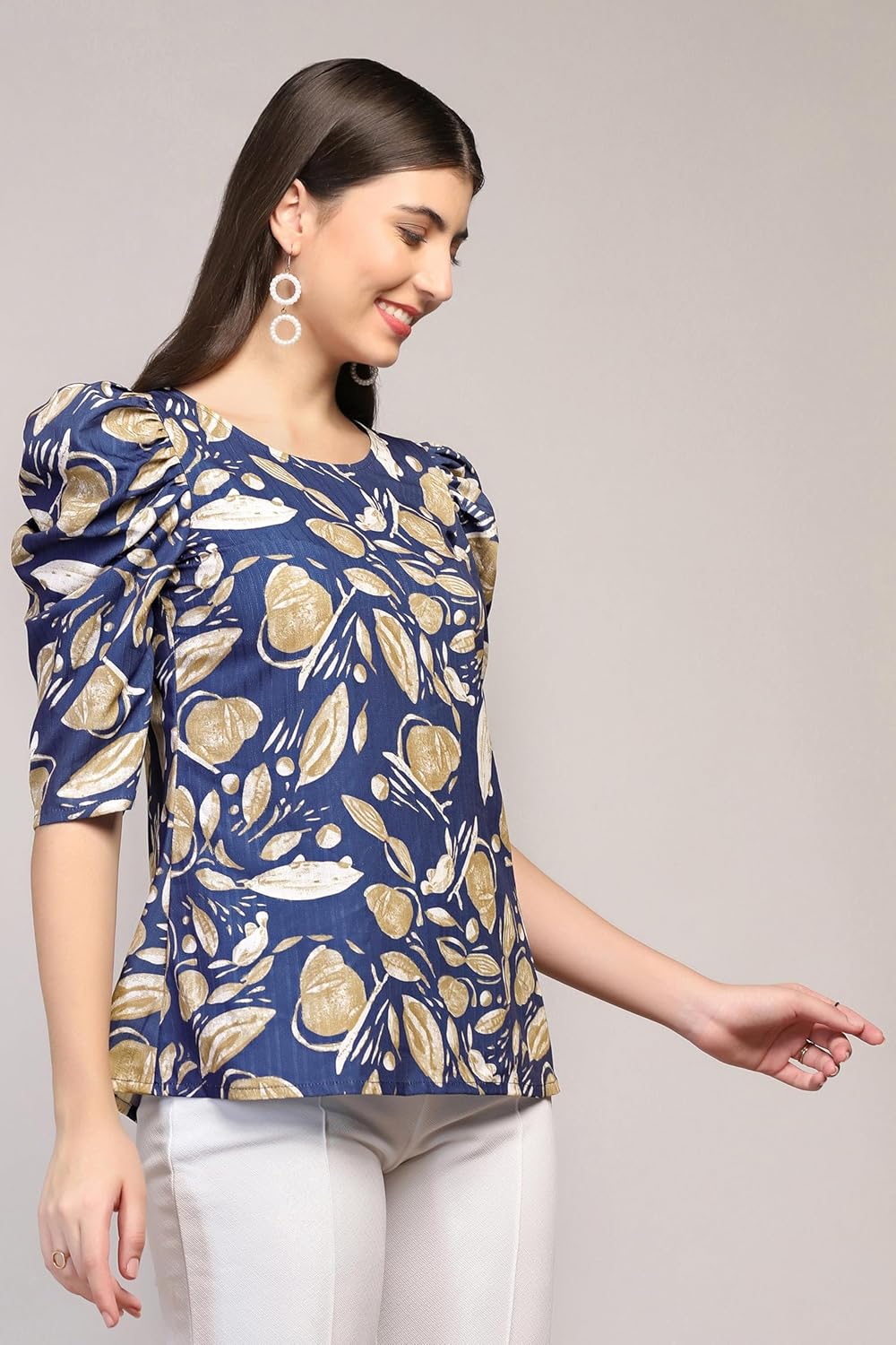 Fashion Dream Woman's Cotton Blend Abstract Printed Regular Fit Top - Casual Stylish Top for Women