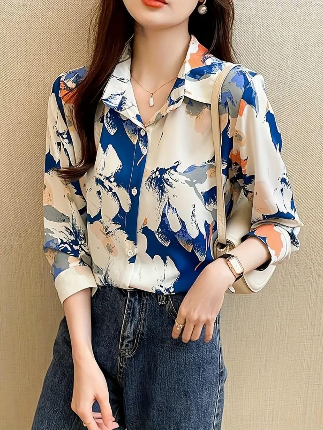 Trendy Queen Women's Printed Straight Mandarin Neck Shirt for Women's | Tops for Woman Shirts | Shirt for Women Stylish Western (SD778_S)