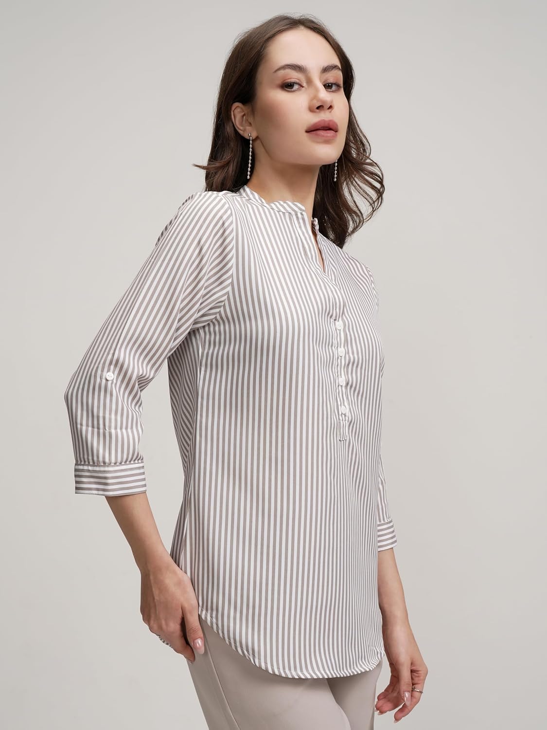 Tokyo Talkies Women's Colorful Striped Shirt-Style Top | Colorful Accents with A Relaxed Yet Structured Fit for A Fresh Look | Tops for Woman | Women Tops | Stylish Top