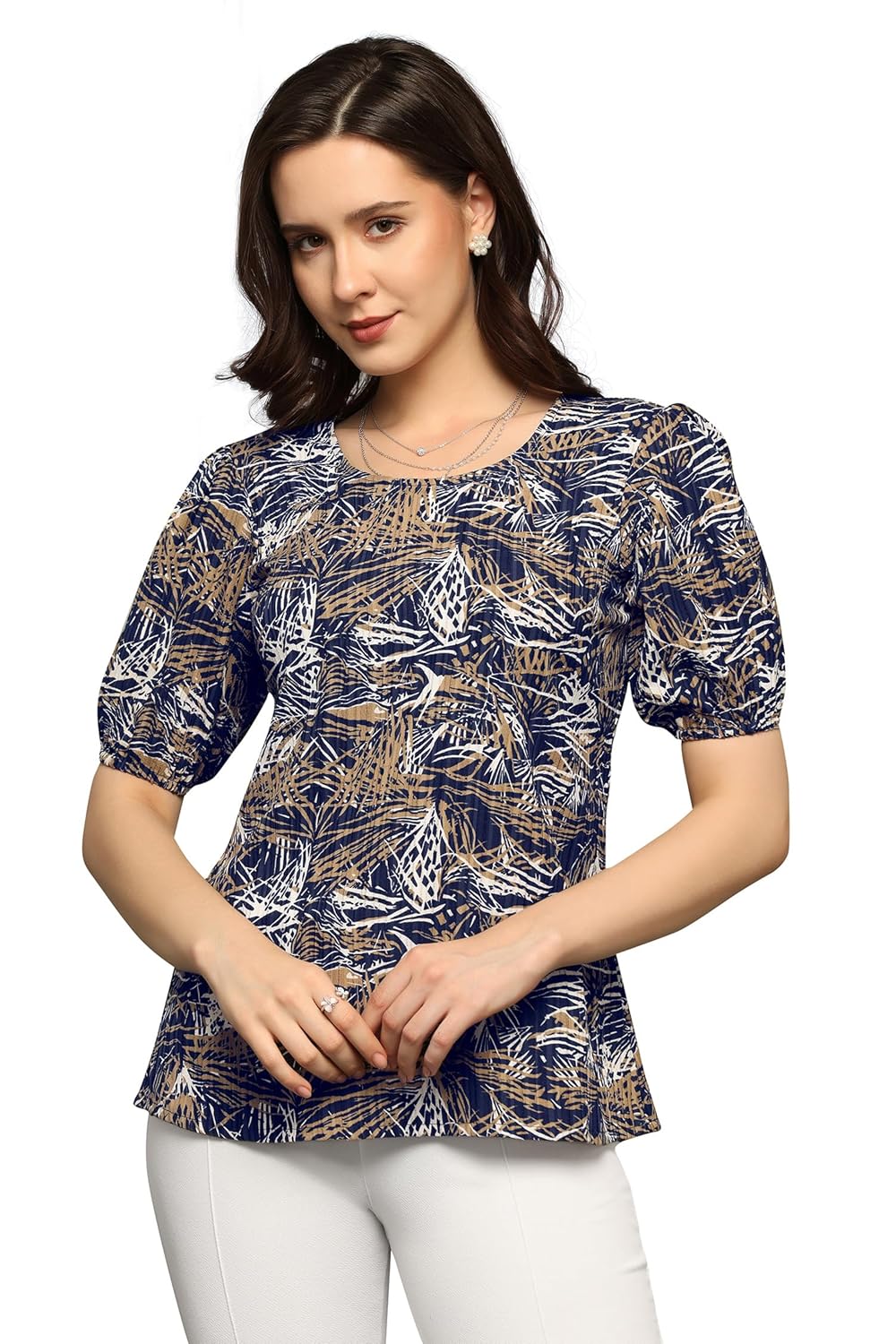 Fashion Dream Woman's Cotton Blend Abstract Printed Regular Fit Top - Casual Stylish Top for Women
