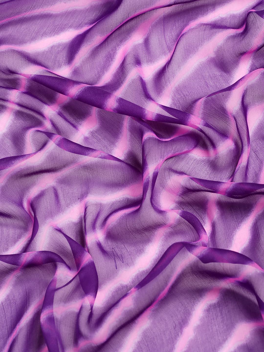 Women's Chiffon Lehriya Printed Saree Without Blouse