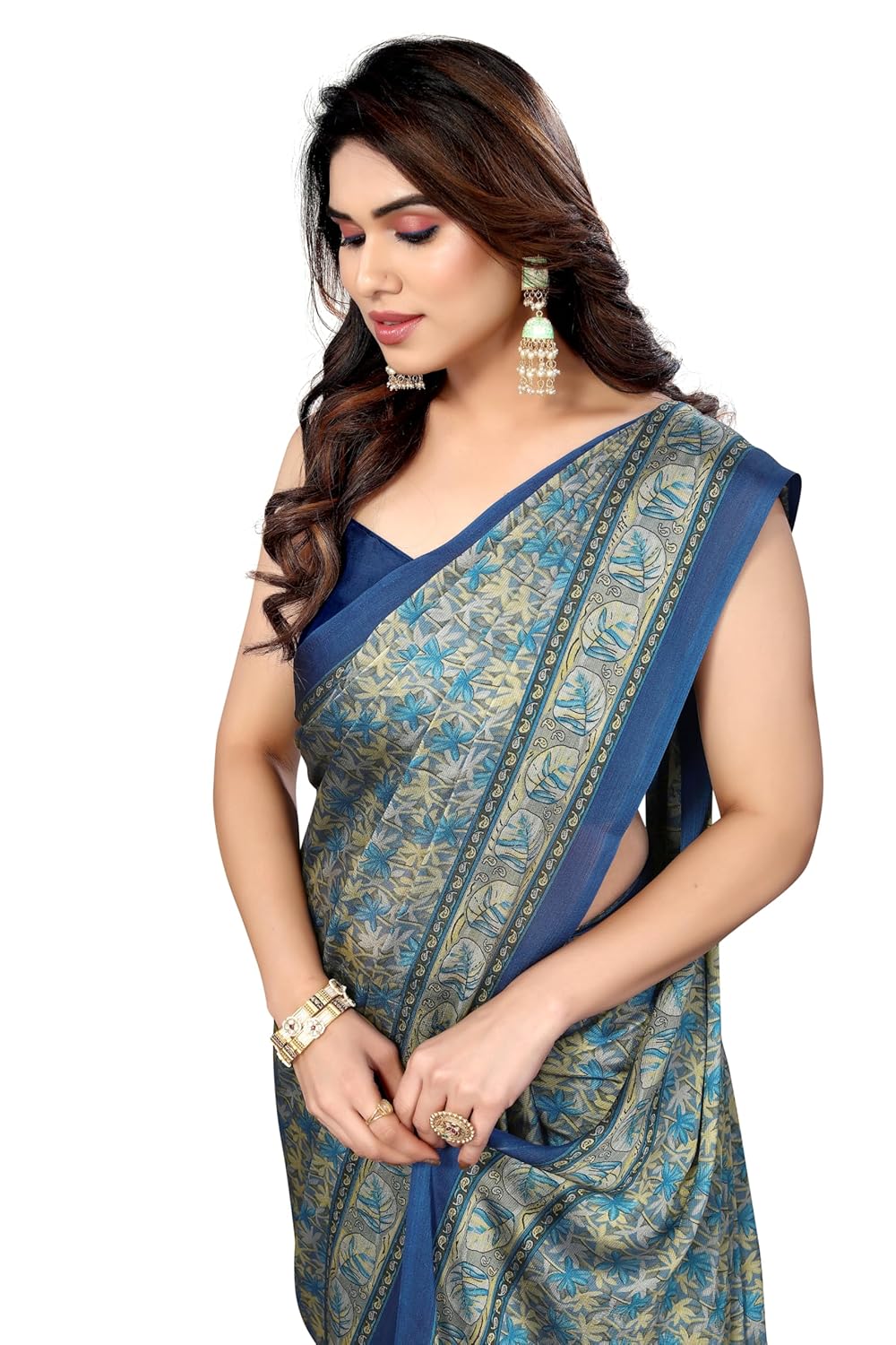 Women's Chiffon Floral Printed Saree with Blouse Piece