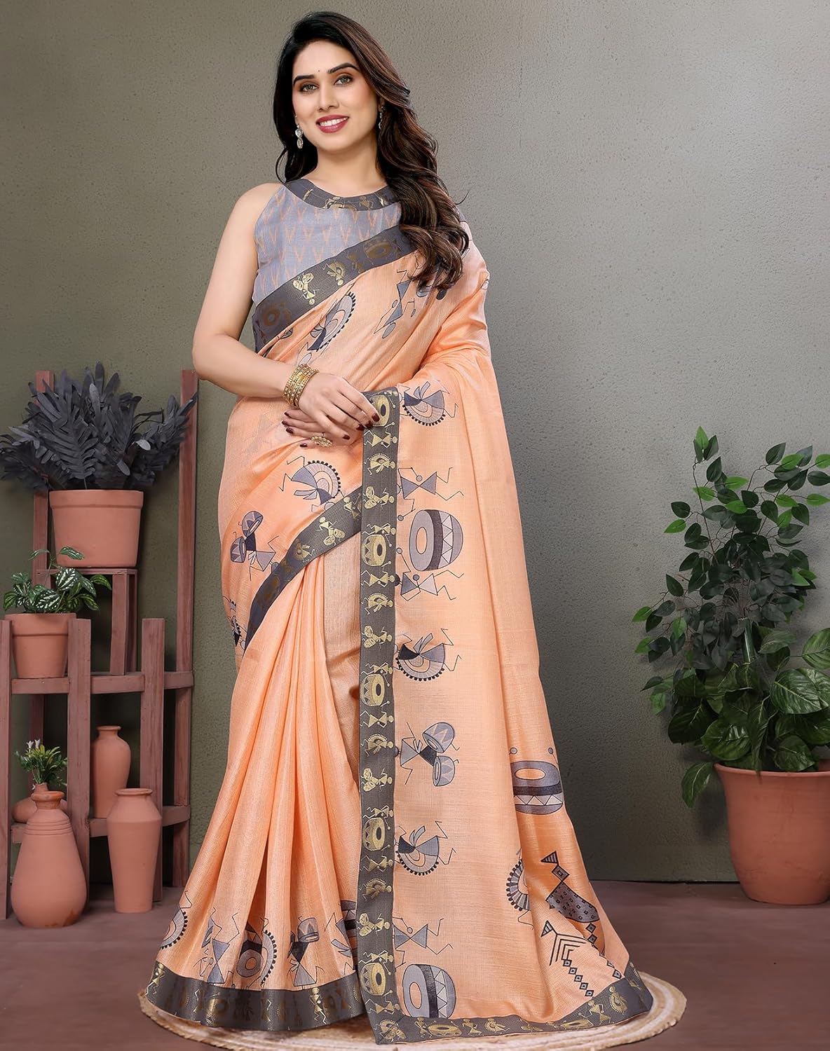 Yashika Women's Printed Kalamkari Art Silk Saree