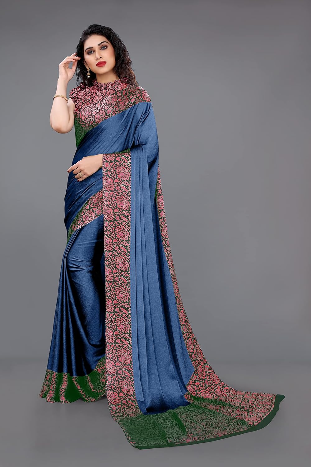Women's Design Printed Saree with Blouse Piece