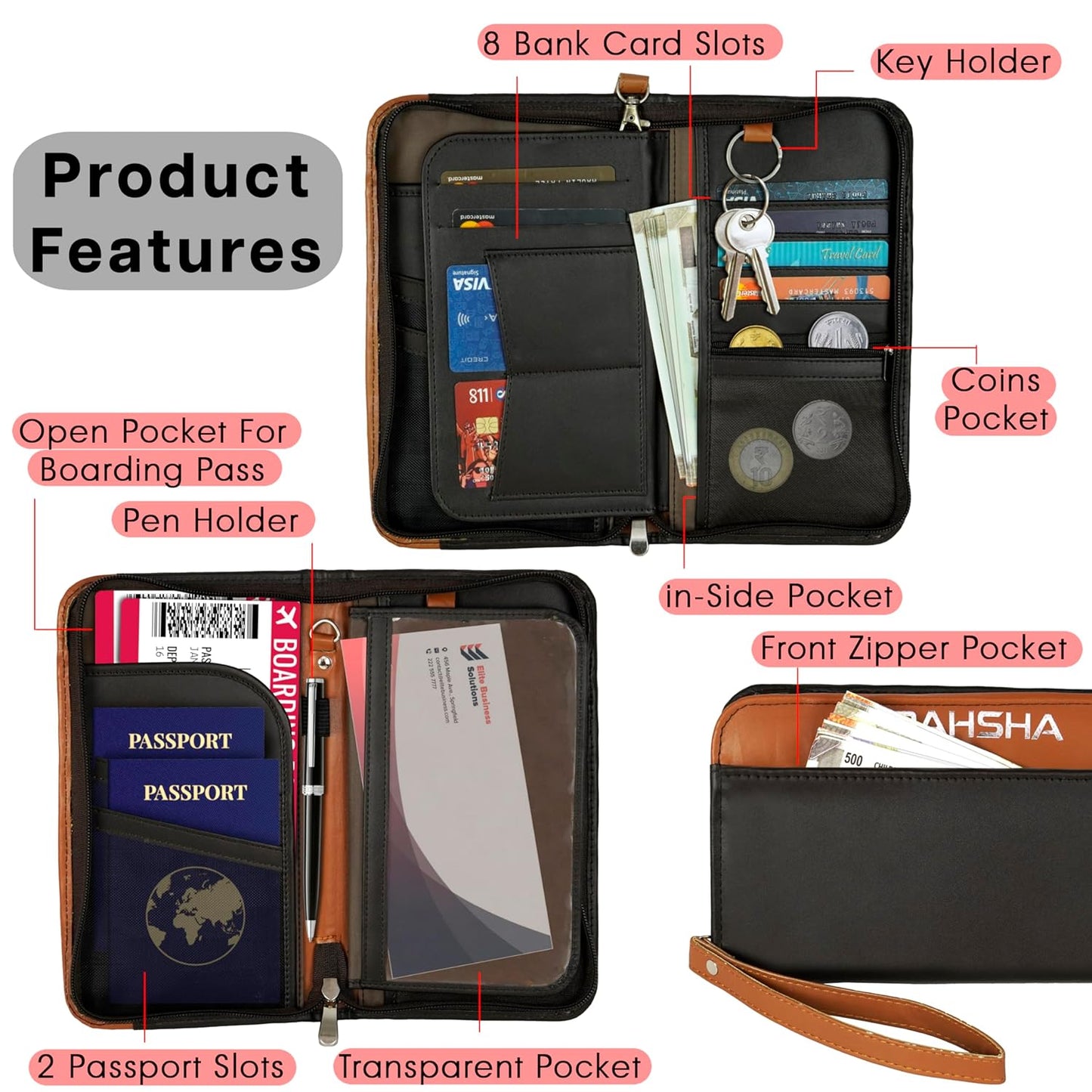 DAHSHA Fabric Travel Family Passport Holder Card
