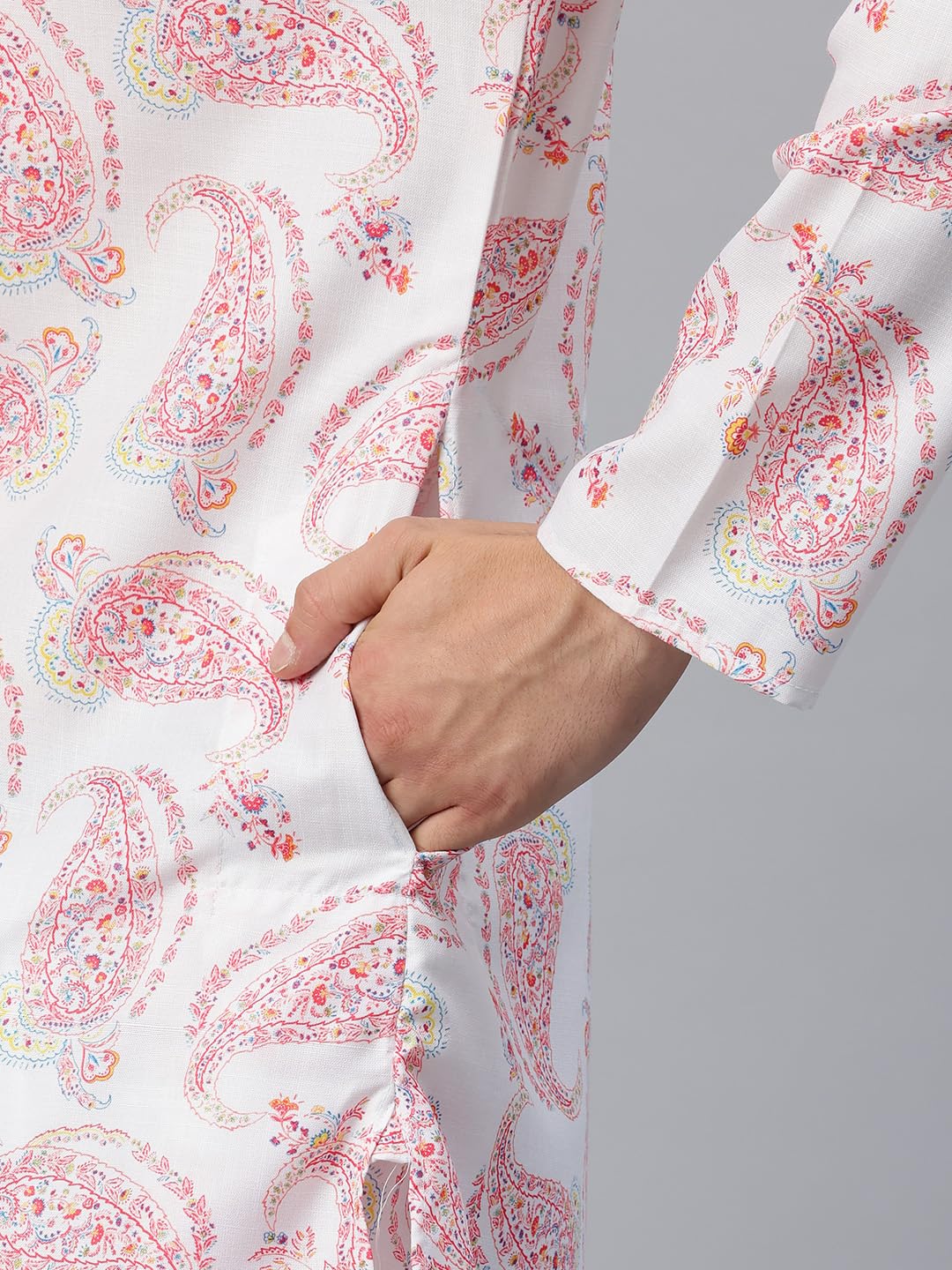 Luxrio Printed Kurta for Men Cotton Blend Linen