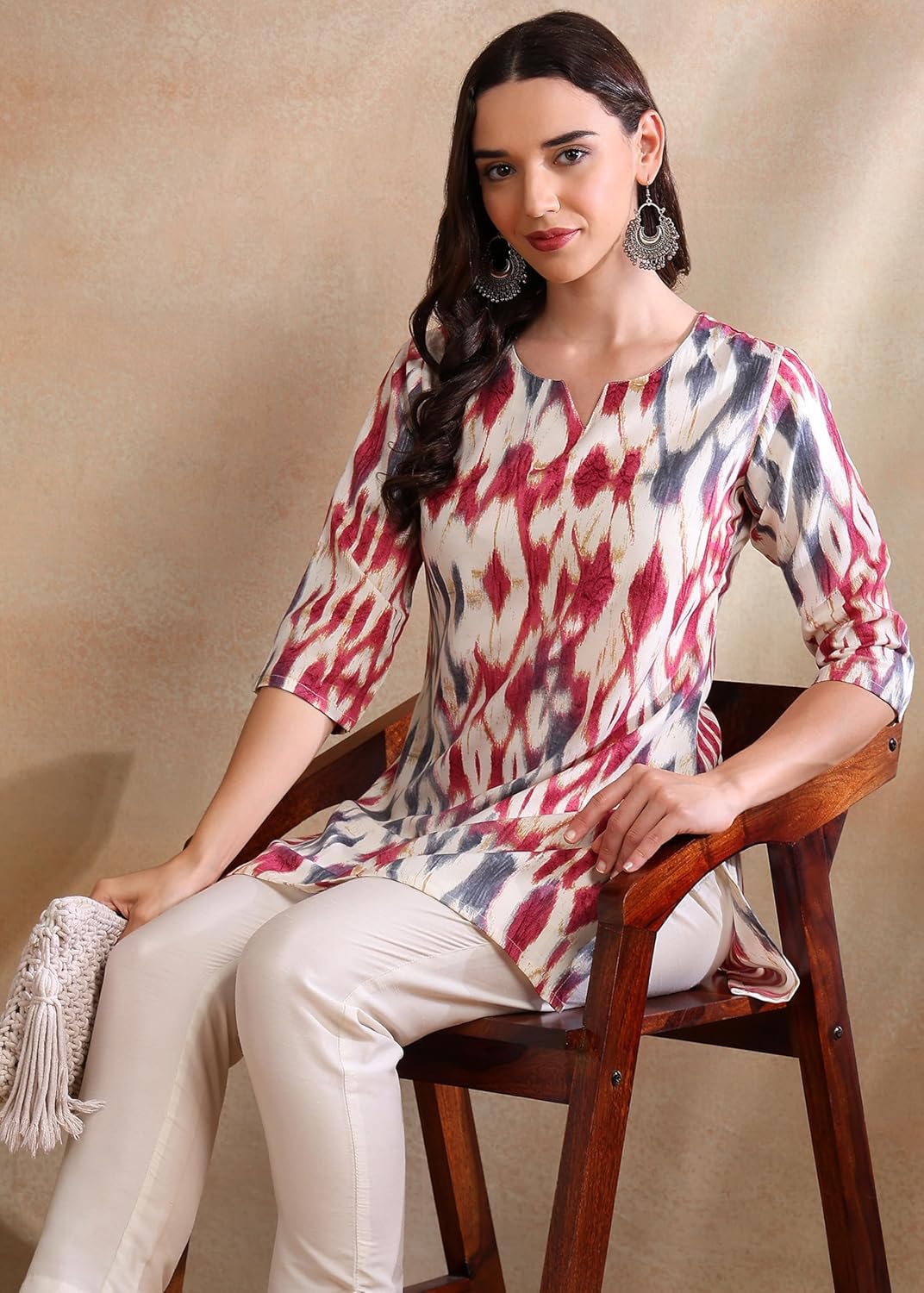 AAYLA Women's Poly Rayon Dye Printed Short Kurti
