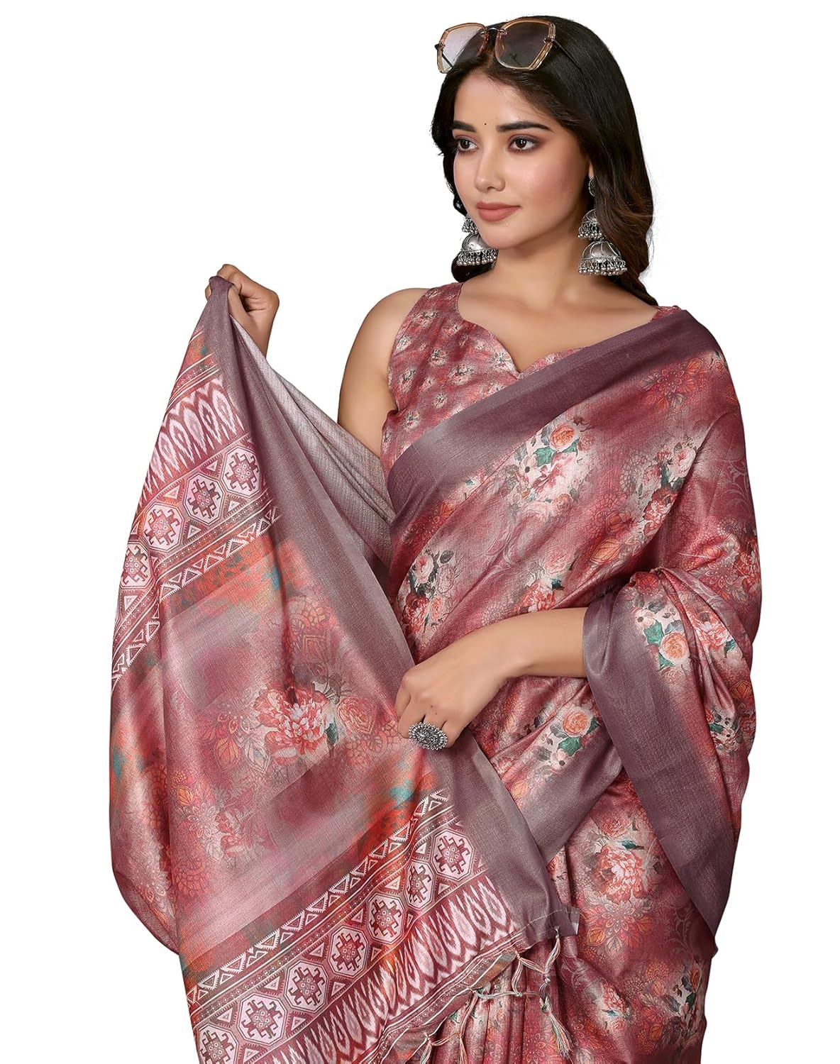 Print Art Silk Cotton Saree t Ethnic Wear for Festive