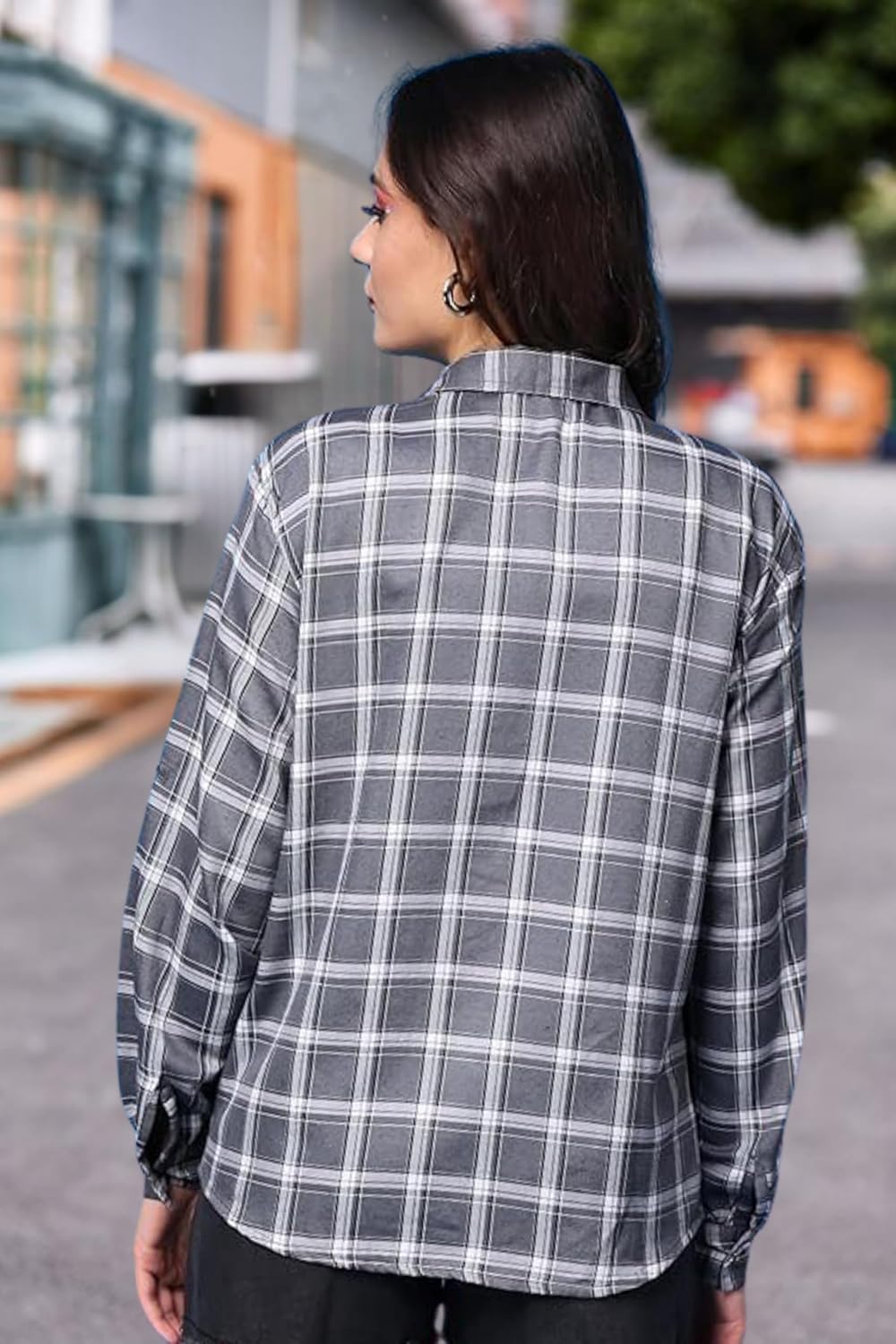 POPWINGS Casual Checks Print Shirt for Women
