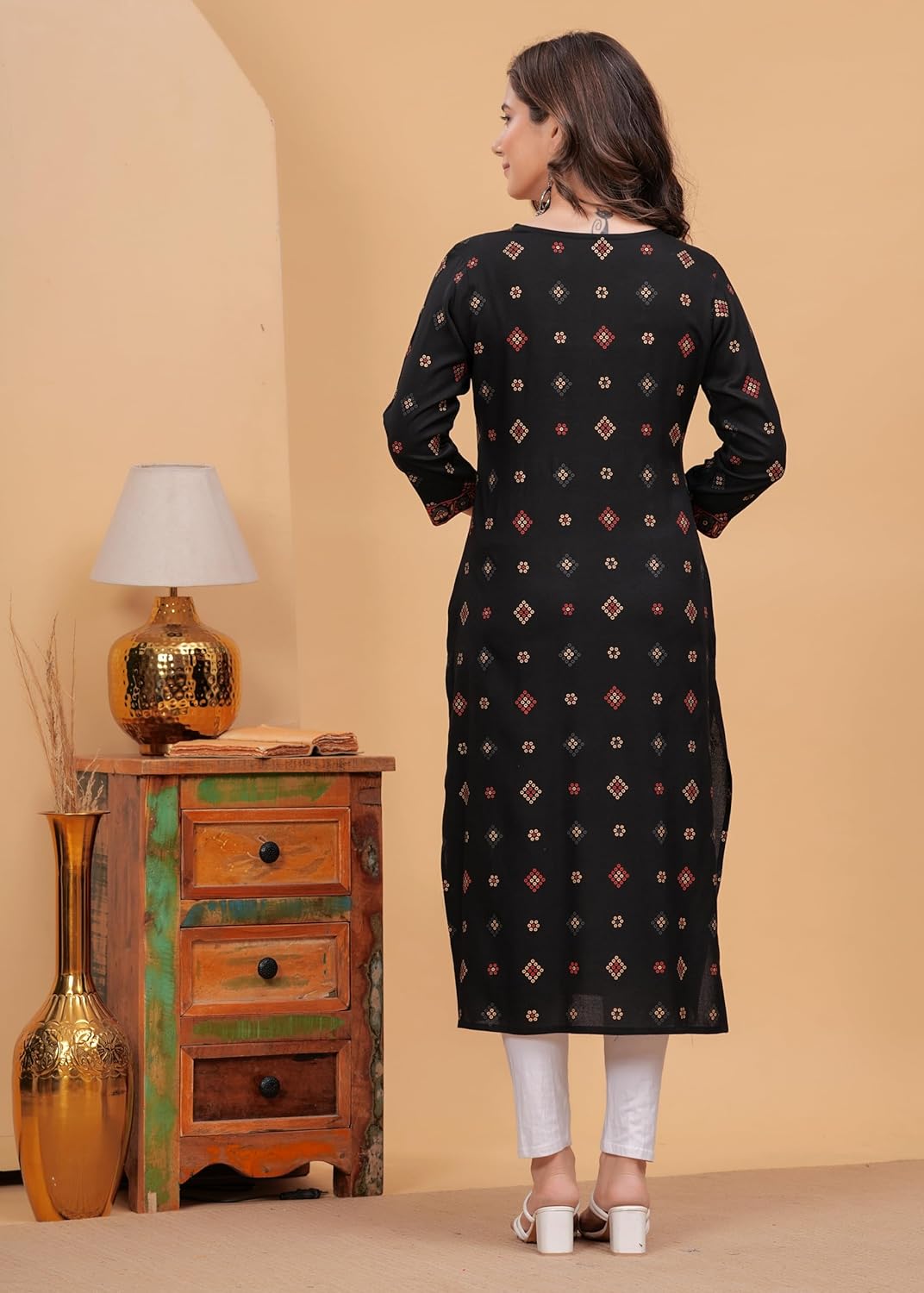 PURSHOTTAM WALA Women Floral Print Gold Printed