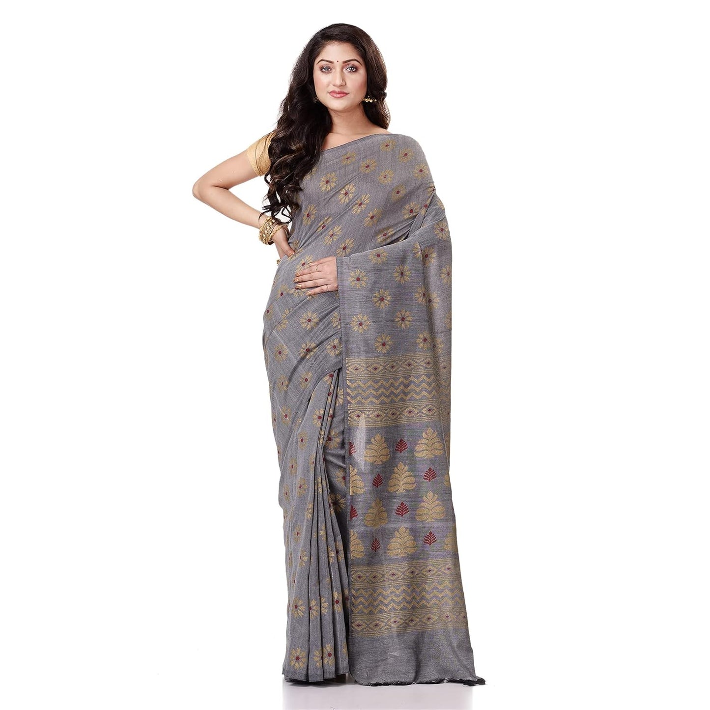 Women`sl Tant Work Design Soft Saree With Blouse Piece