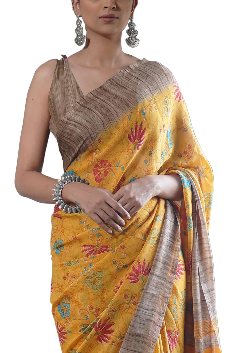 FASHION Floral Printed Saree with Blouse Piece