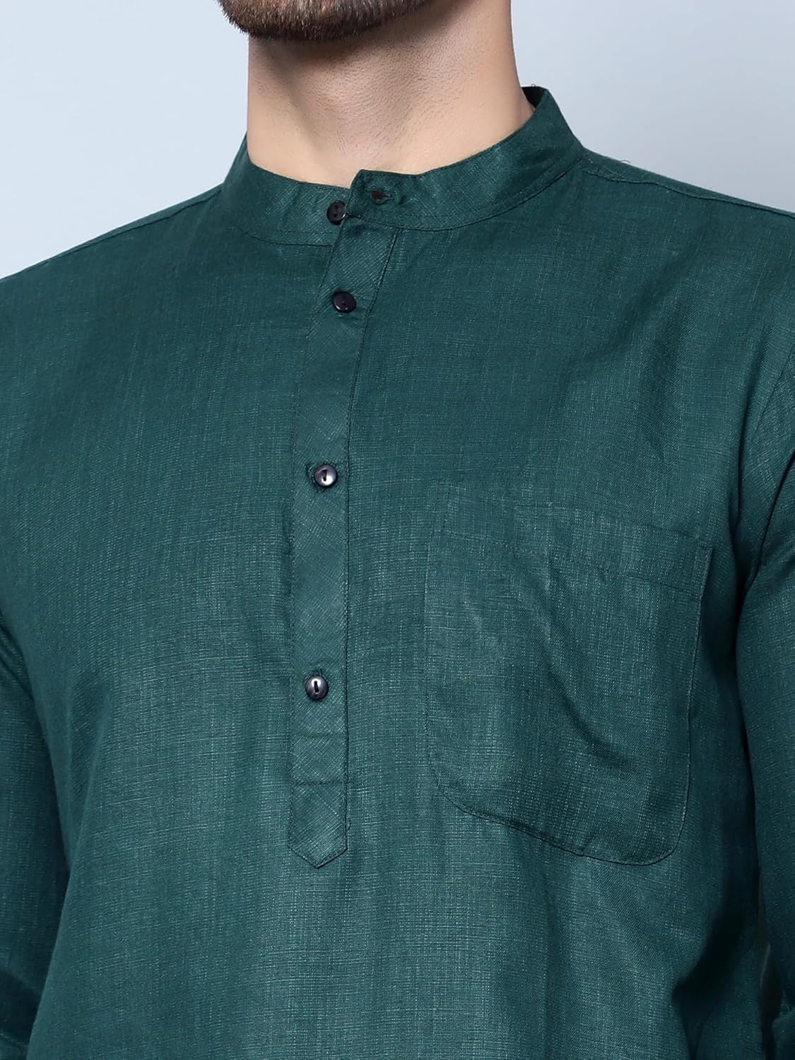 LATEST CHIKAN Men's Cotton Blend Solid Long Kurta