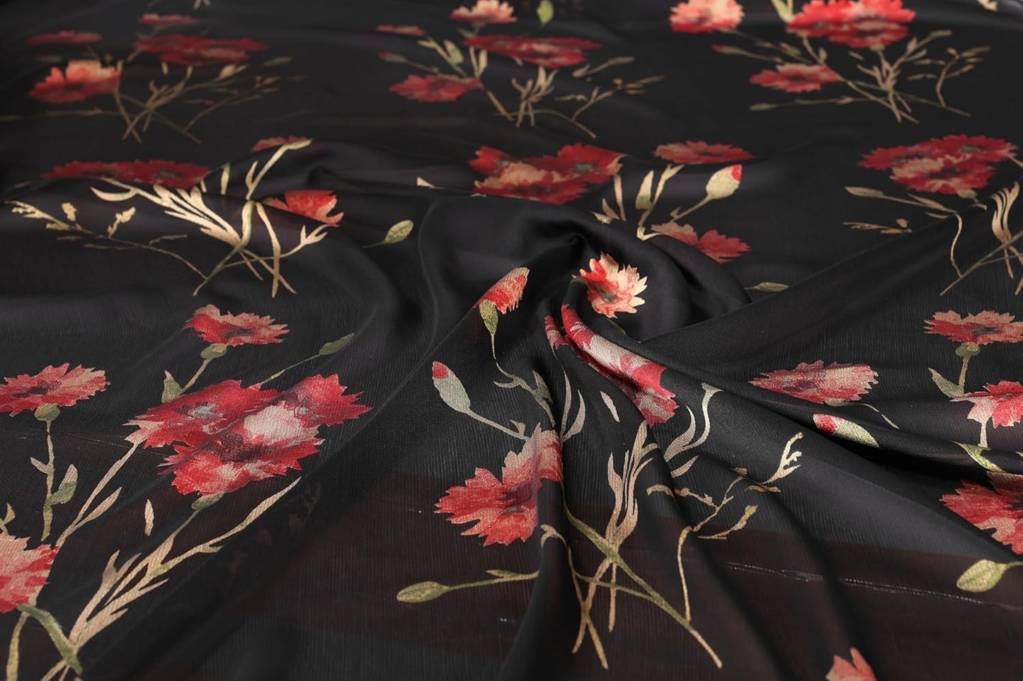 FASHION Women's Floral Printed Saree with Blouse Piece