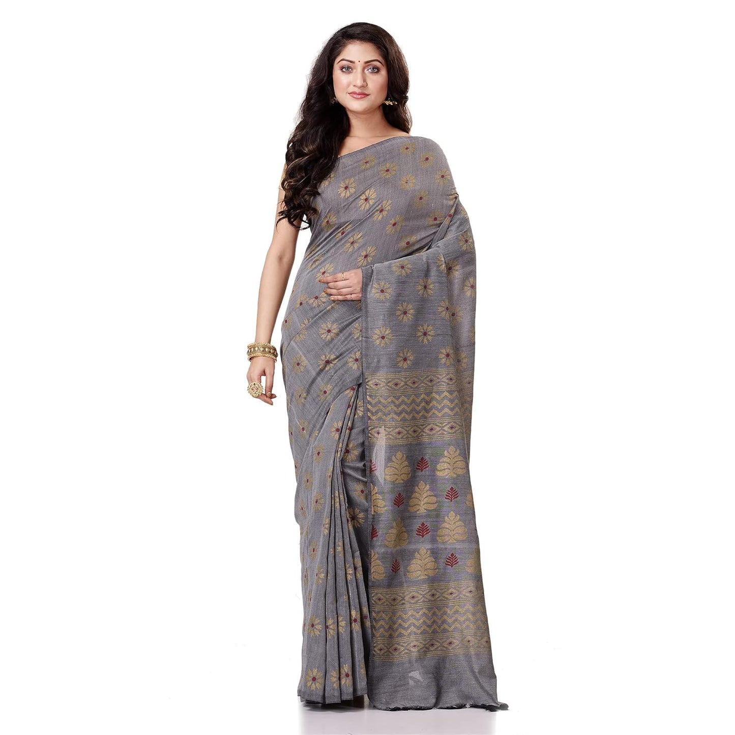 Women`sl Tant Work Design Soft Saree With Blouse Piece