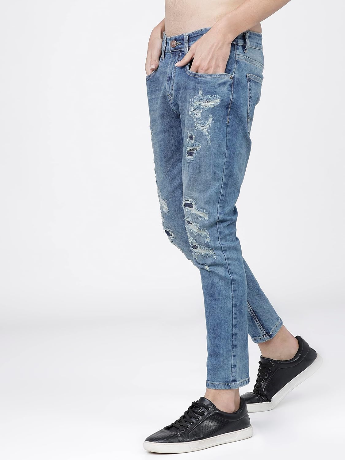 KETCH Men's Tapered Fit Mid Rise Jeans