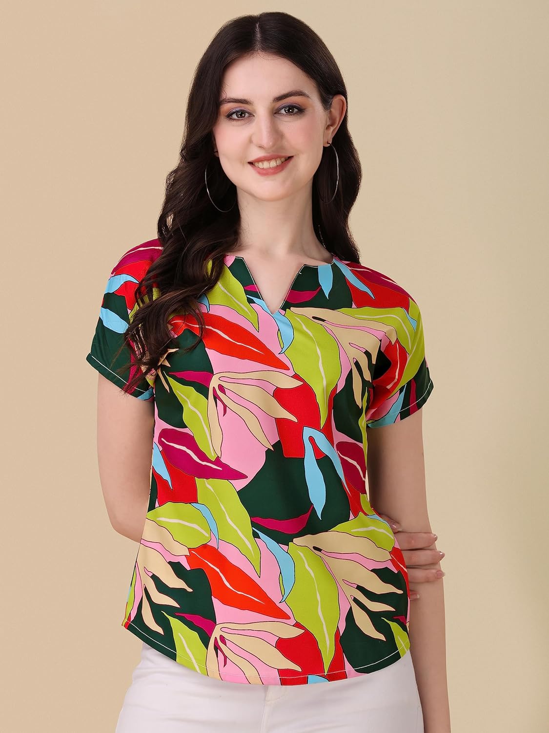 Sheetal Associates Women's Casual Regular Sleeves Printed Top,Multicolor