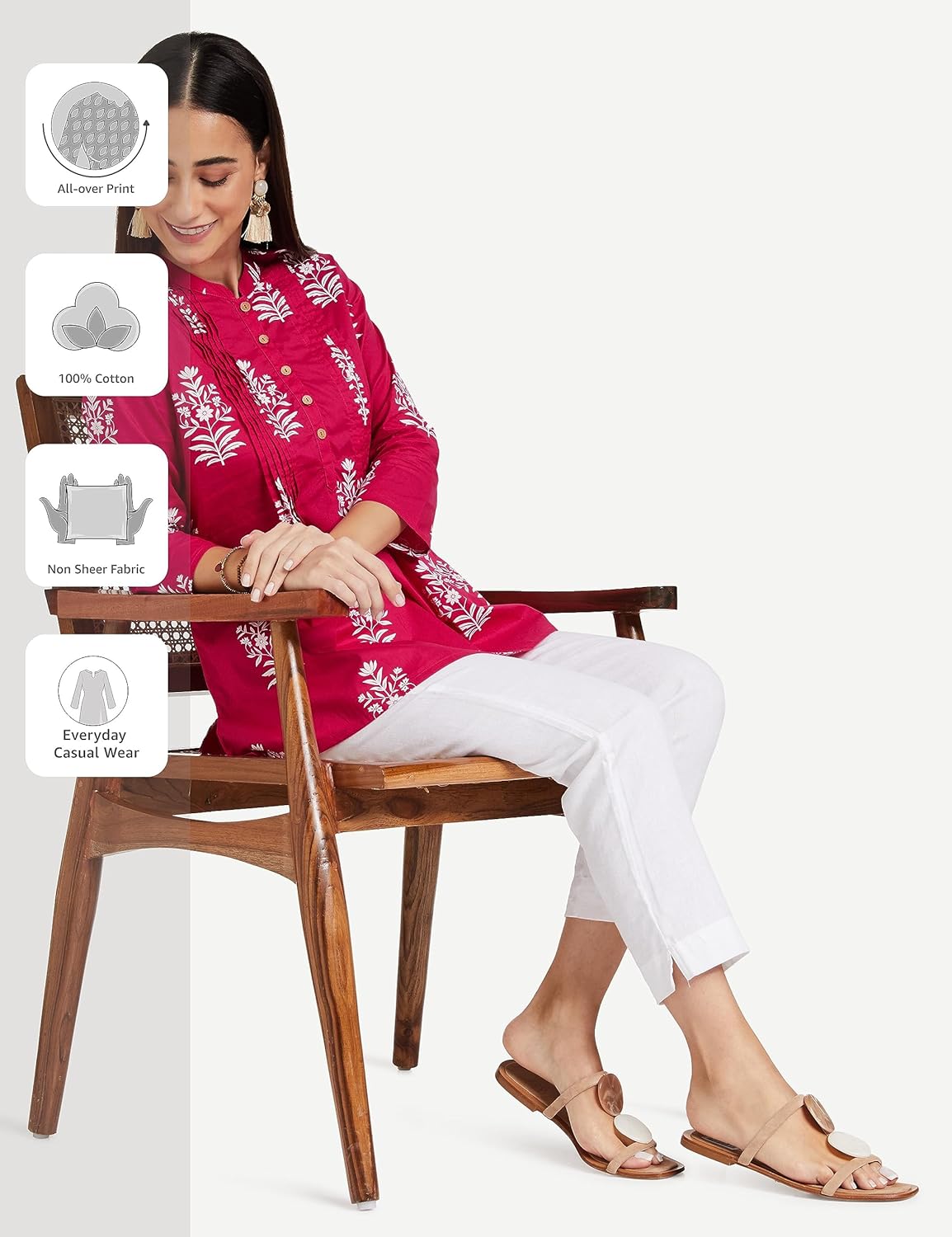 Myx Women's Cotton Printed A-line Short Kurti