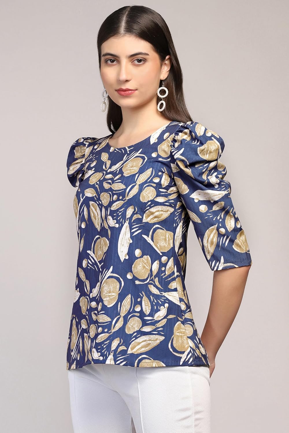 Fashion Dream Woman's Cotton Blend Abstract Printed Regular Fit Top - Casual Stylish Top for Women