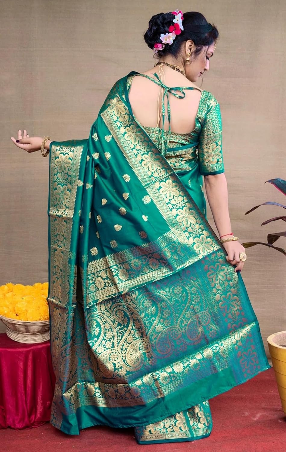Sugathari Women's Banarasi Saree Pure Kanjivaram Silk Saree