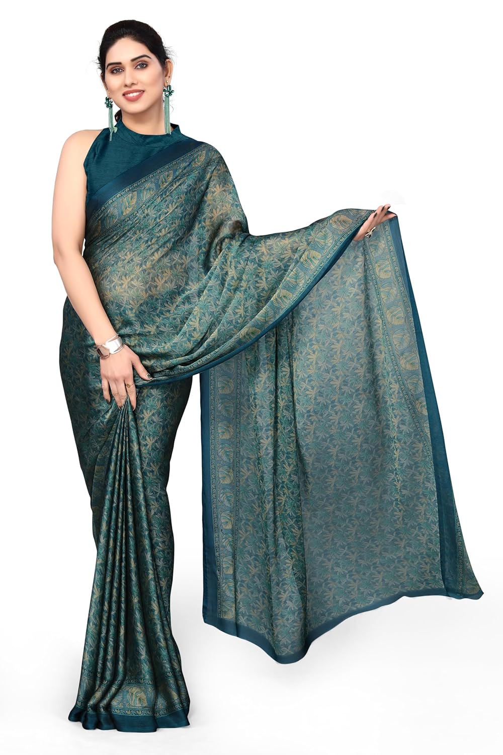 Women's Chiffon Floral Printed Saree with Blouse Piece