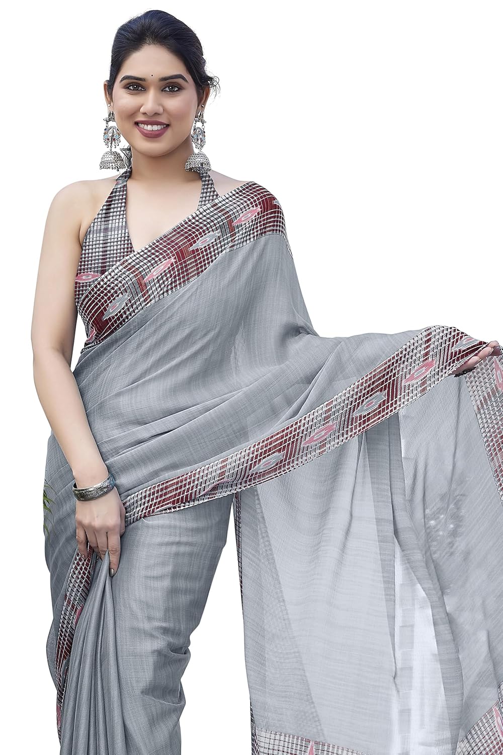 Women's Chiffon Printed Saree with BlousePiece