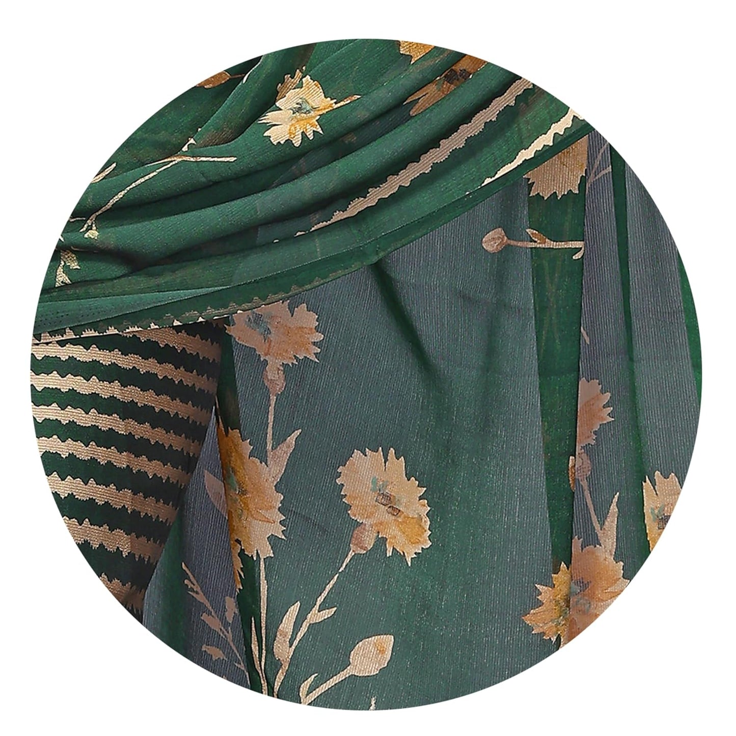 FASHION Women's Floral Printed Saree with Blouse Piece