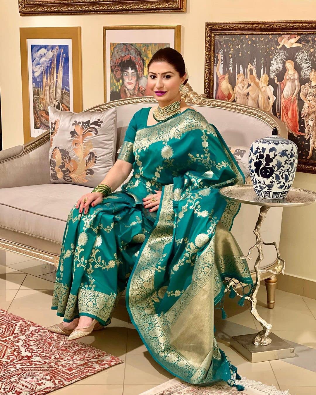 Women's Soft Silk Banarasi Sarees With Blouse Piece