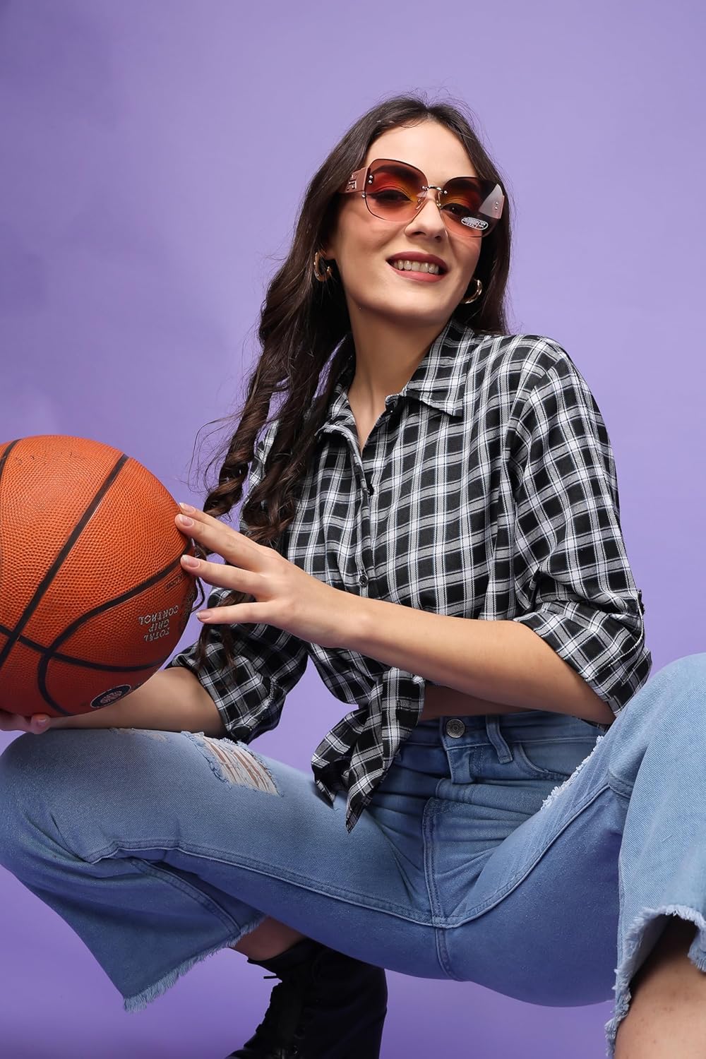 POPWINGS Casual Checks Print Shirt for Women