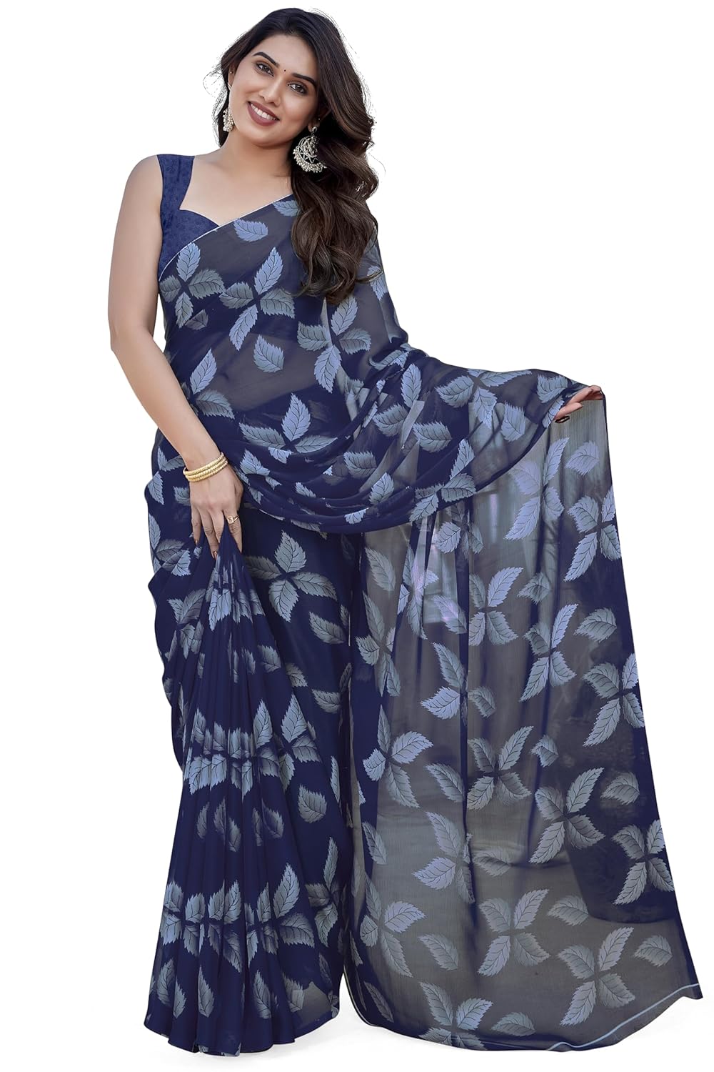 FASHION Floral Printed Saree with Blouse Piece