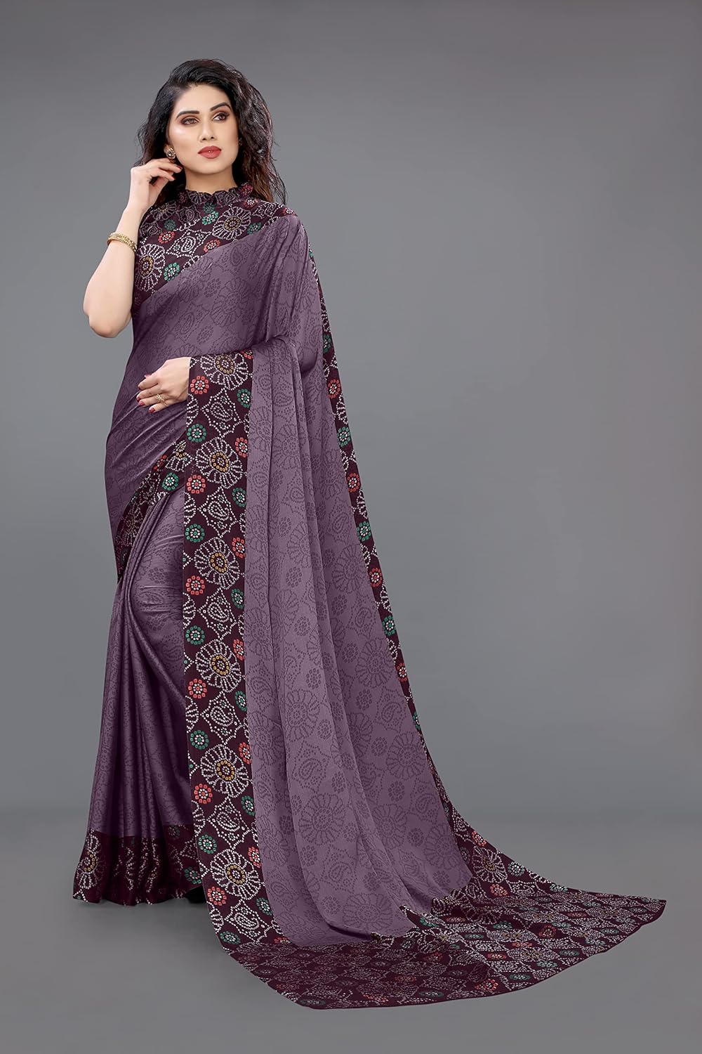 Women's Design Printed Saree with Blouse Piece