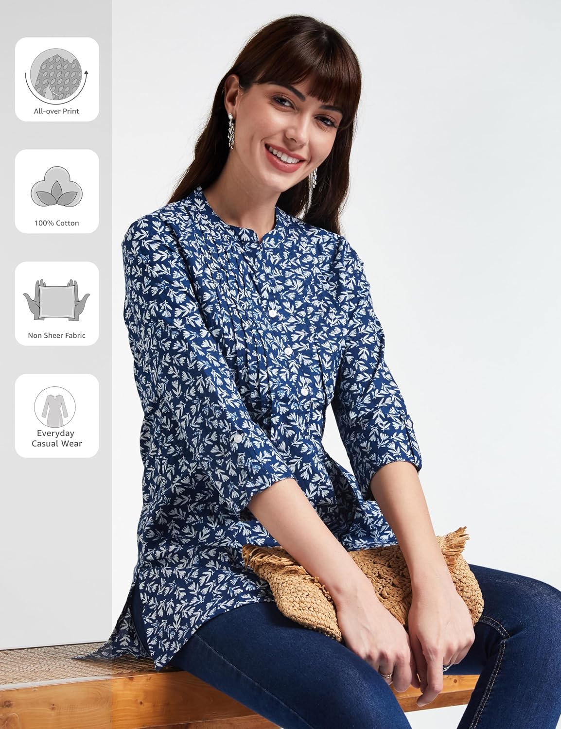 Myx Women's Cotton Printed A-line Short Kurti