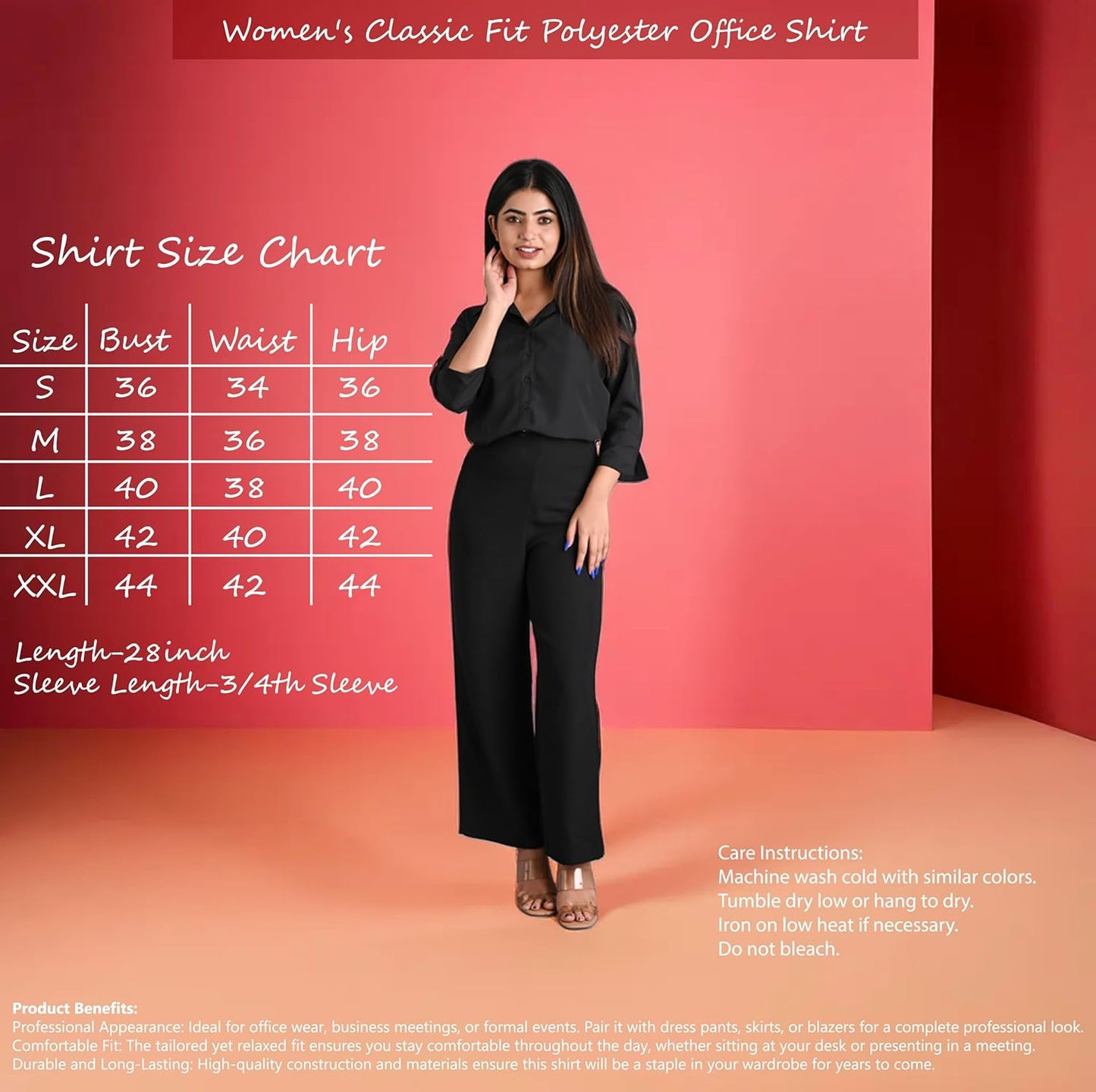GM SARA Women's Polyester Stylish Regular Fit Button Down Plain Solid Formal Casual Shirts for Women Office Wear