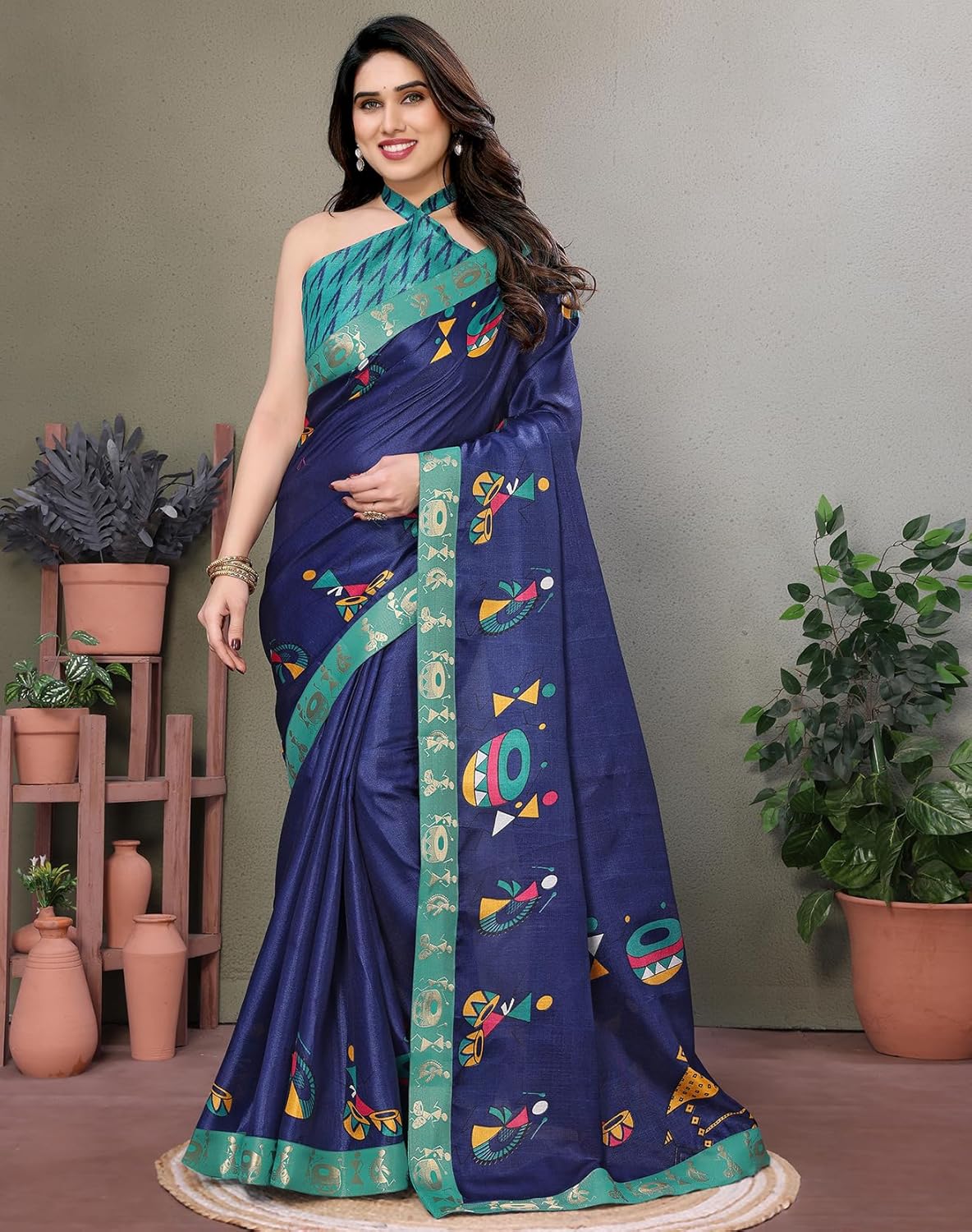 Yashika Women's Printed Kalamkari Art Silk Saree