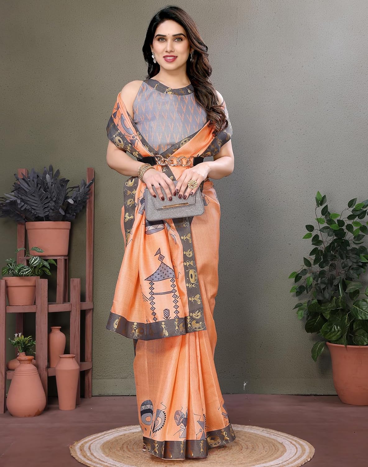 Yashika Women's Printed Kalamkari Art Silk Saree