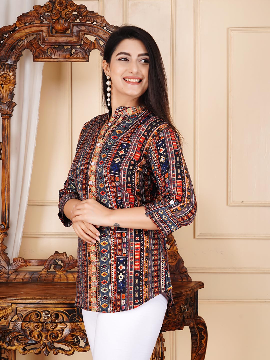 FebQ Women's Polycotton Fabric 3/4 Sleeves