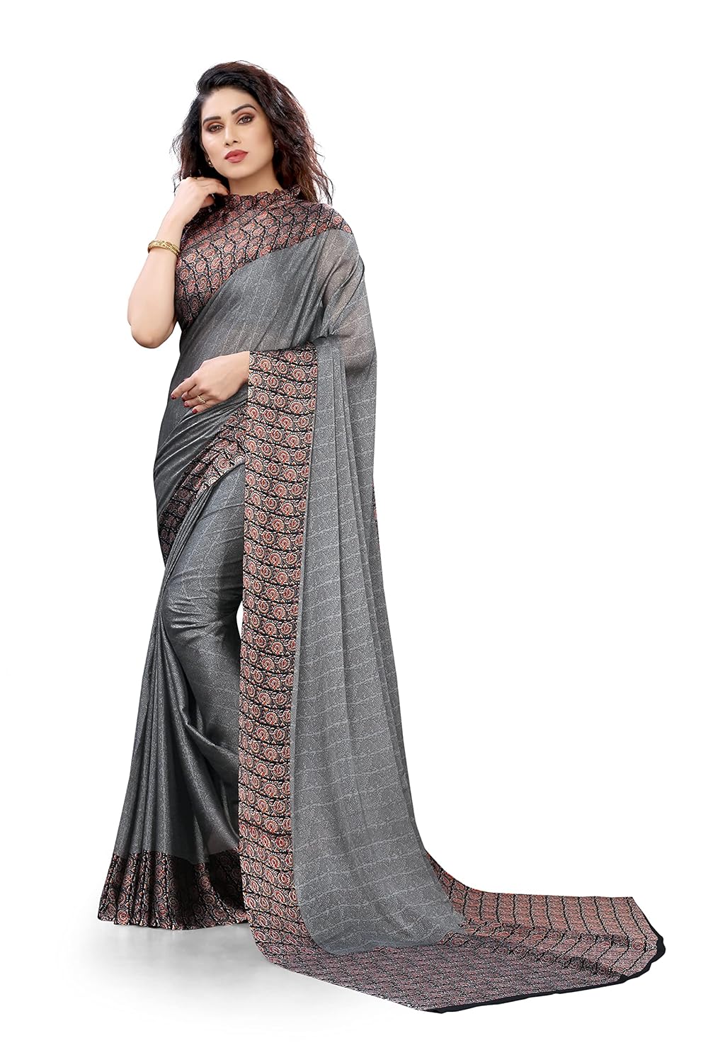 Women's Design Printed Saree with Blouse Piece