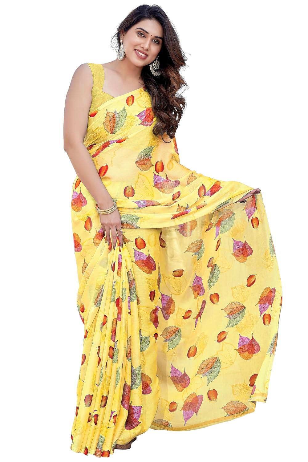 FASHION Floral Printed Saree with Blouse Piece