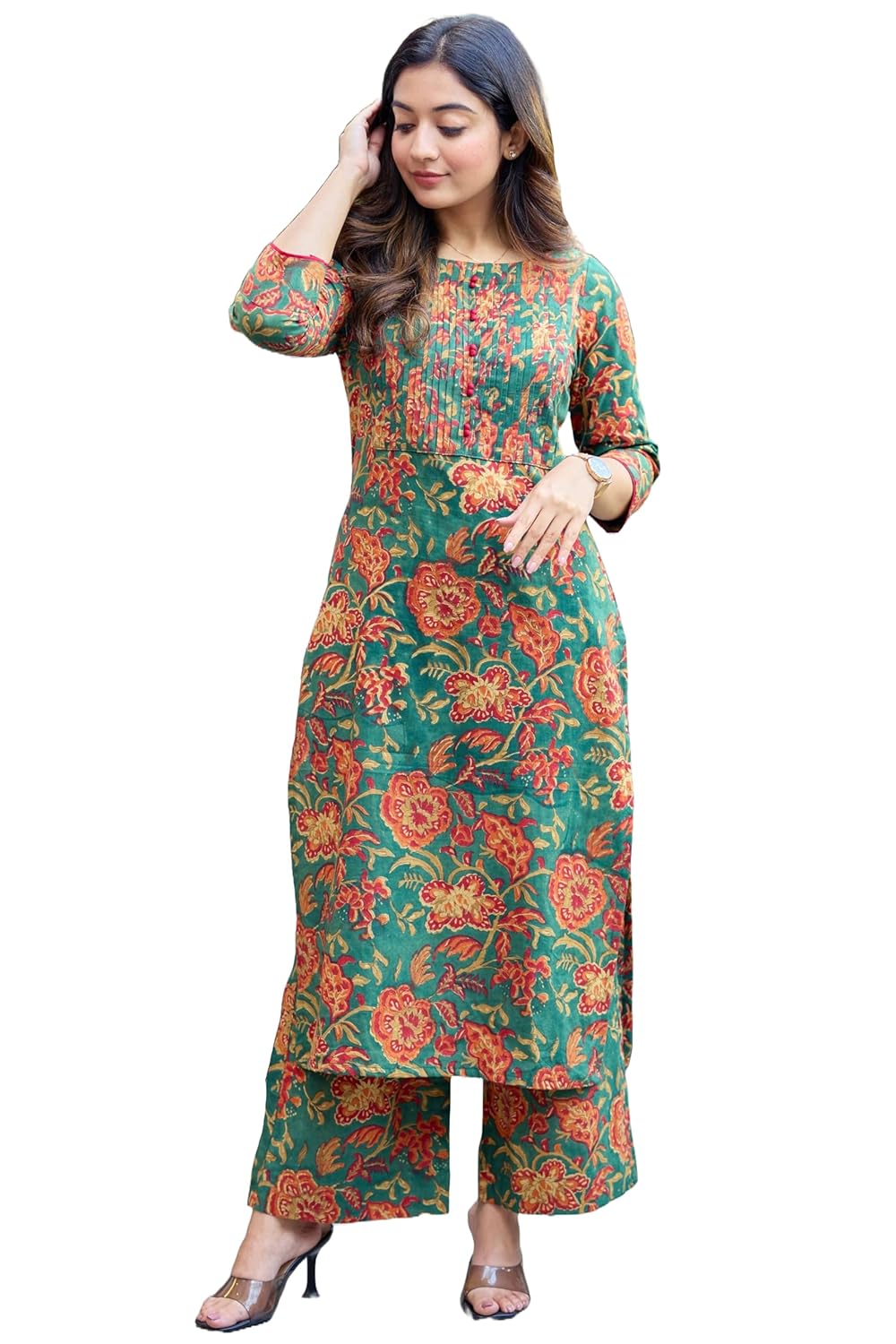 Women's Rayon Viscose Straight Printed Kurta with Pant