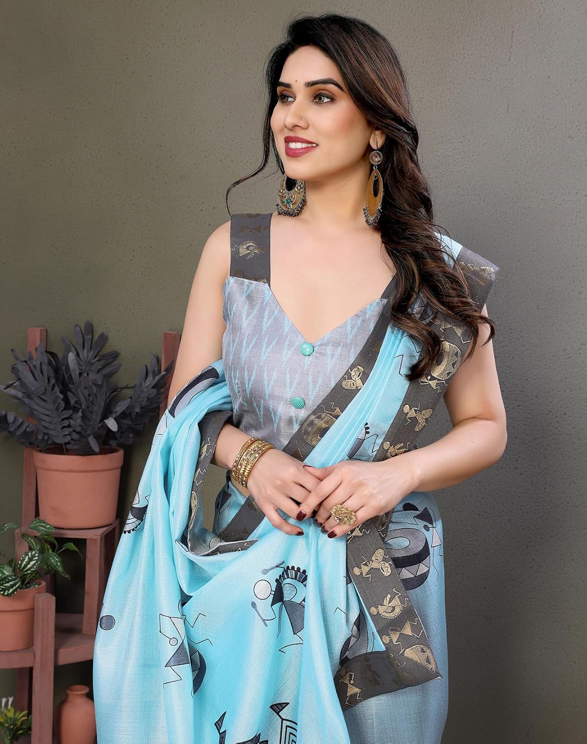 Yashika Women's Printed Kalamkari Art Silk Saree