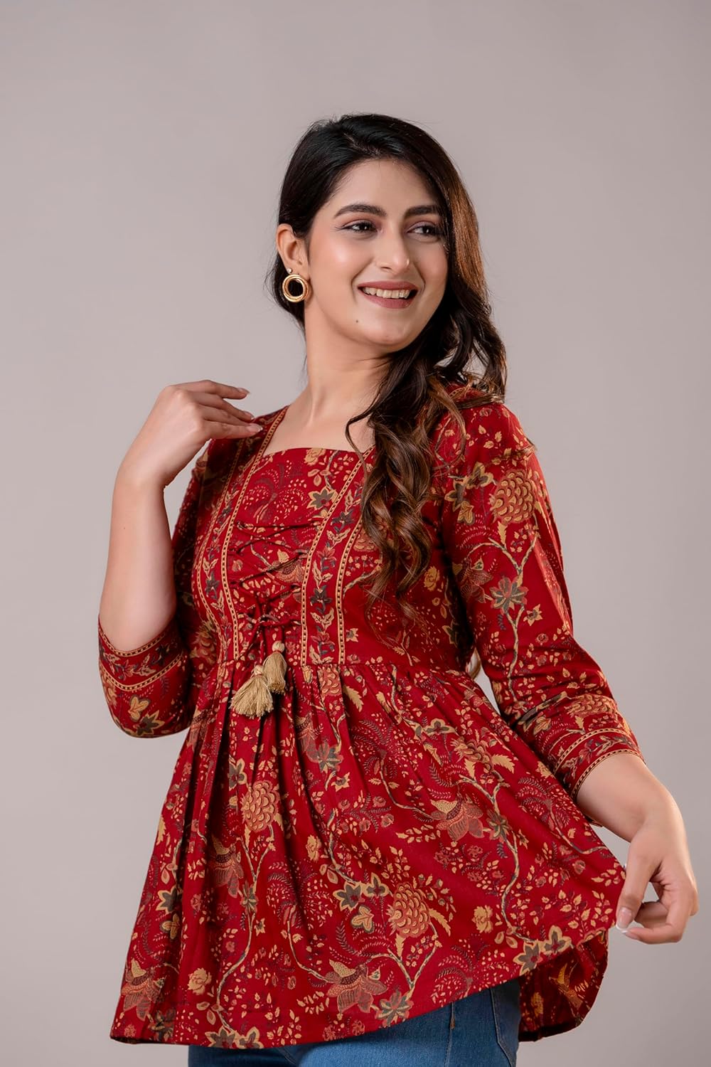 FASHION YANTRA Womens Printed Embroidery Top