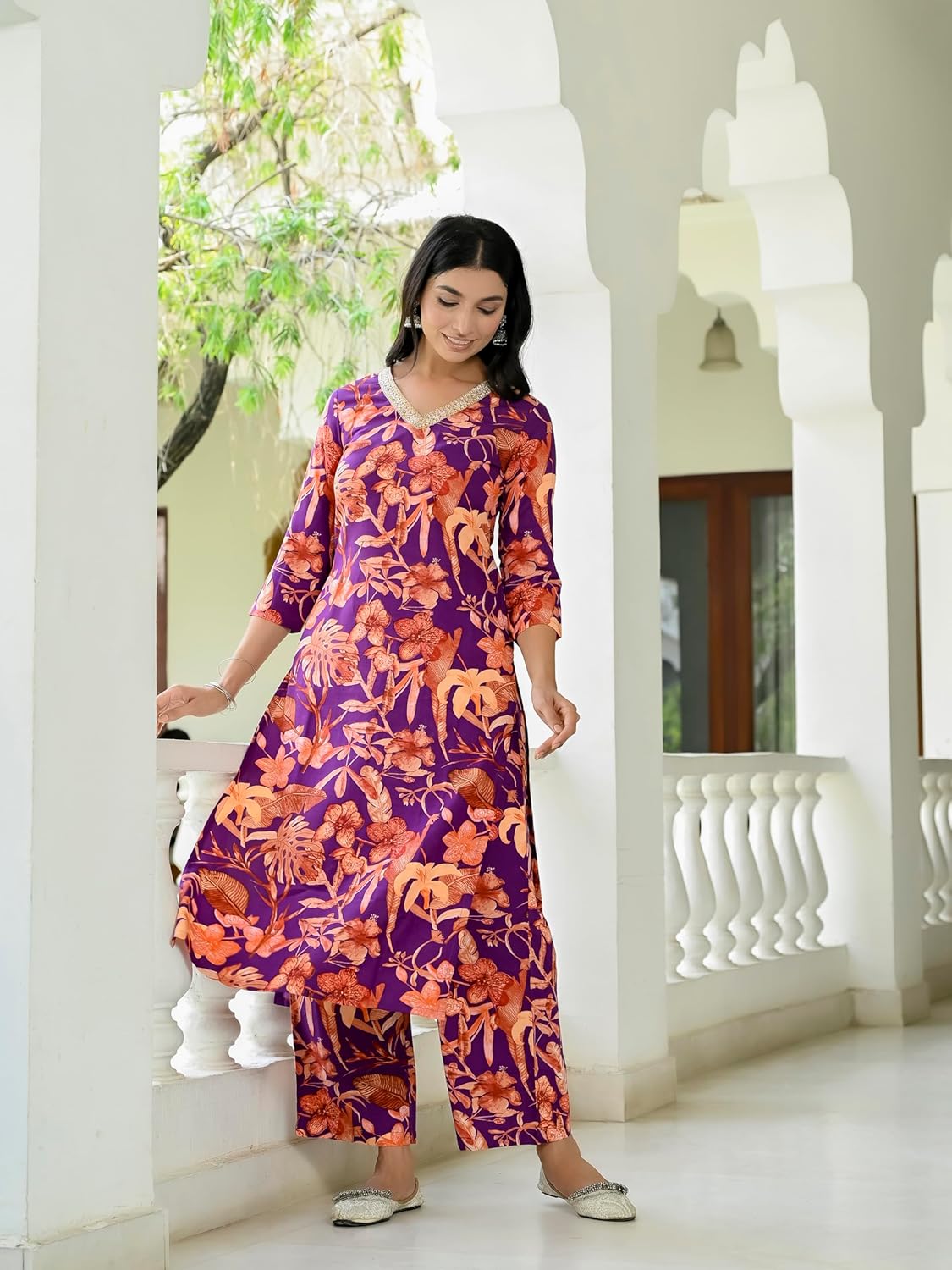 ANNI DESIGNER Women's Rayon Blend Kurta with Palazzo
