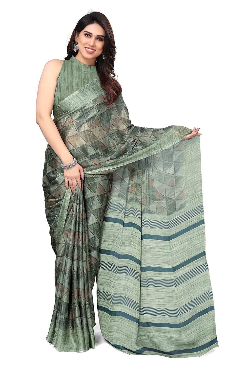 Women's Chiffon Printed Saree with BlousePiece