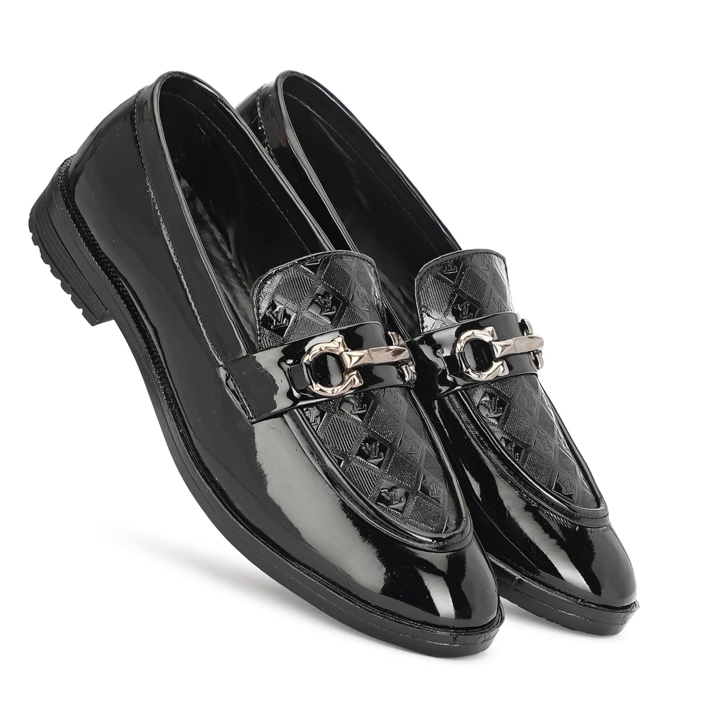 AJINHA Men's Patent Leather Loafers, Brown Quilted - alphahostel.in