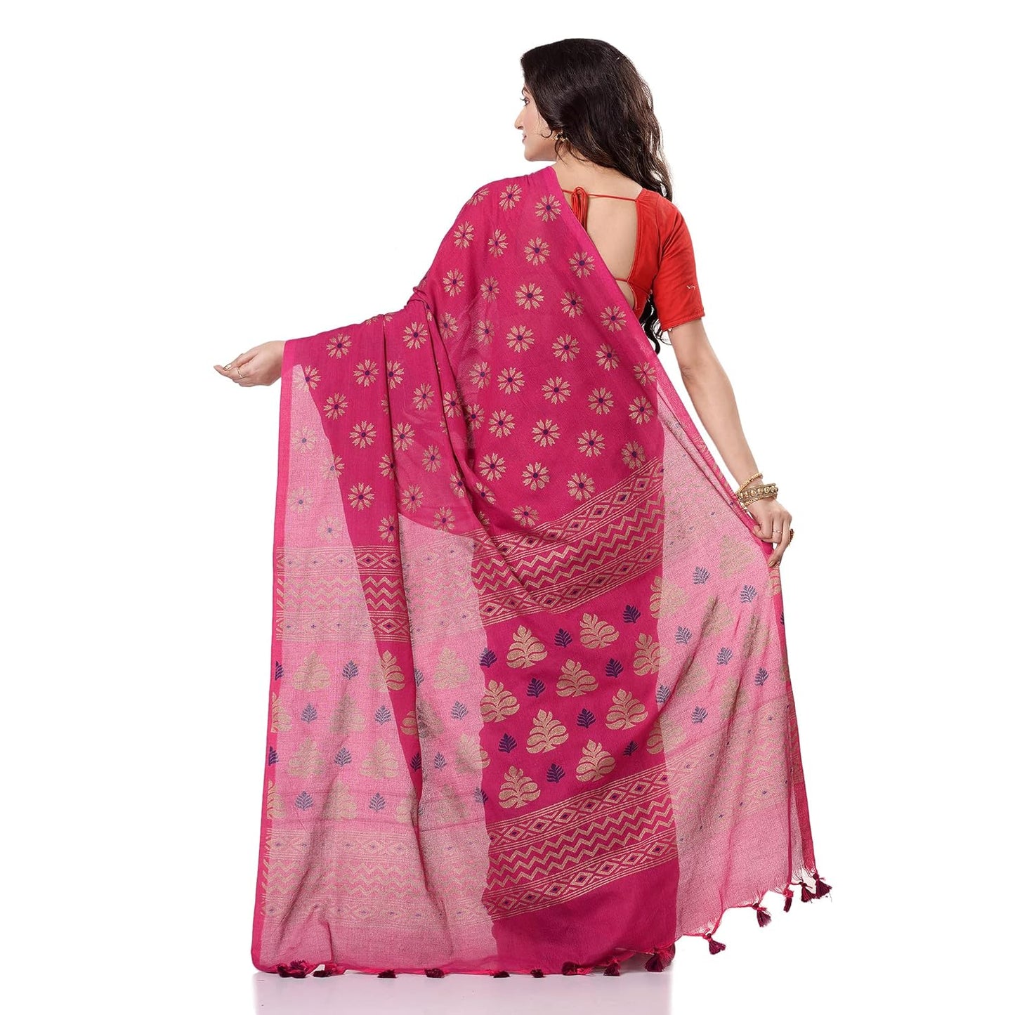 Women`sl Tant Work Design Soft Saree With Blouse Piece