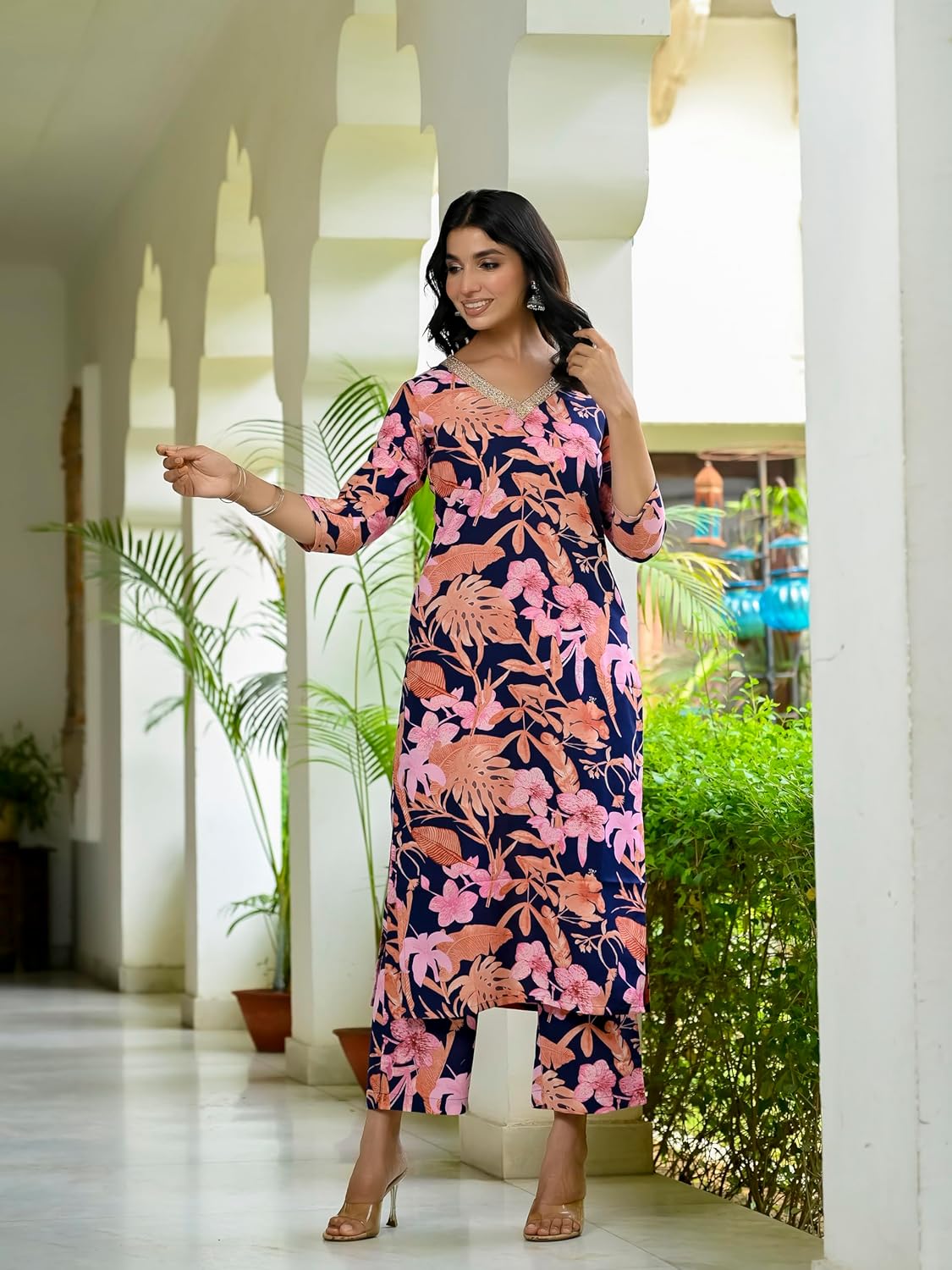 ANNI DESIGNER Women's Rayon Blend Kurta with Palazzo