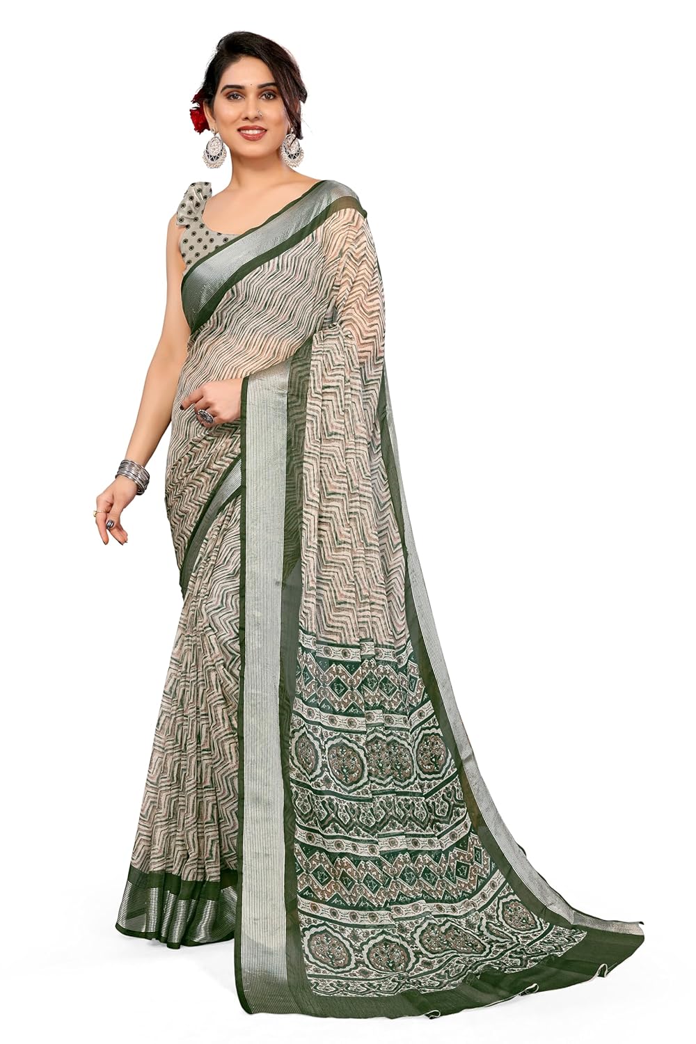 MIRCHI FASHION Women's Saree with Blouse Piece
